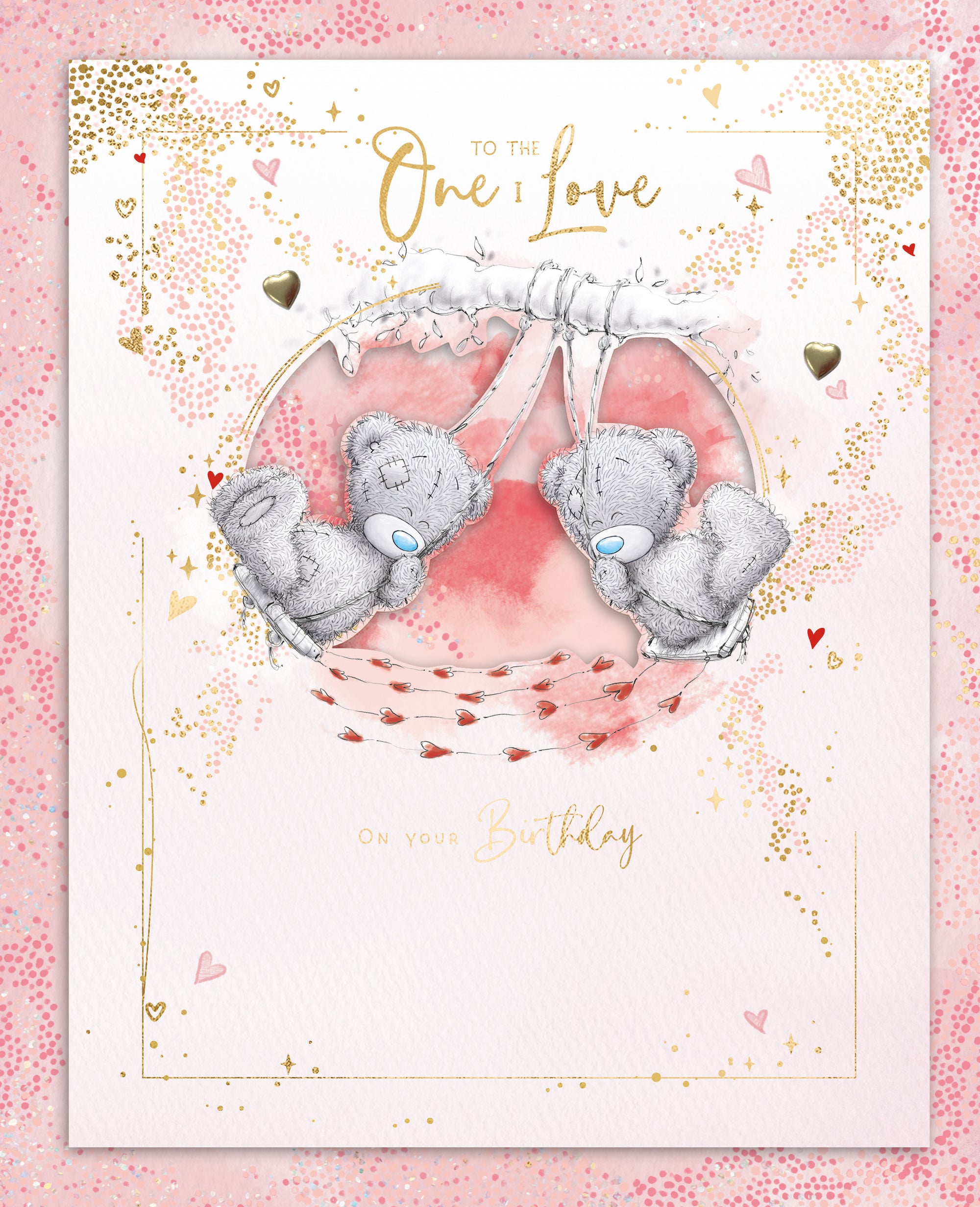 Me to You Tatty Teddy Luxury Boxed Birthday Greeting Card To The One I Love Bears On A Swing 8x10ins