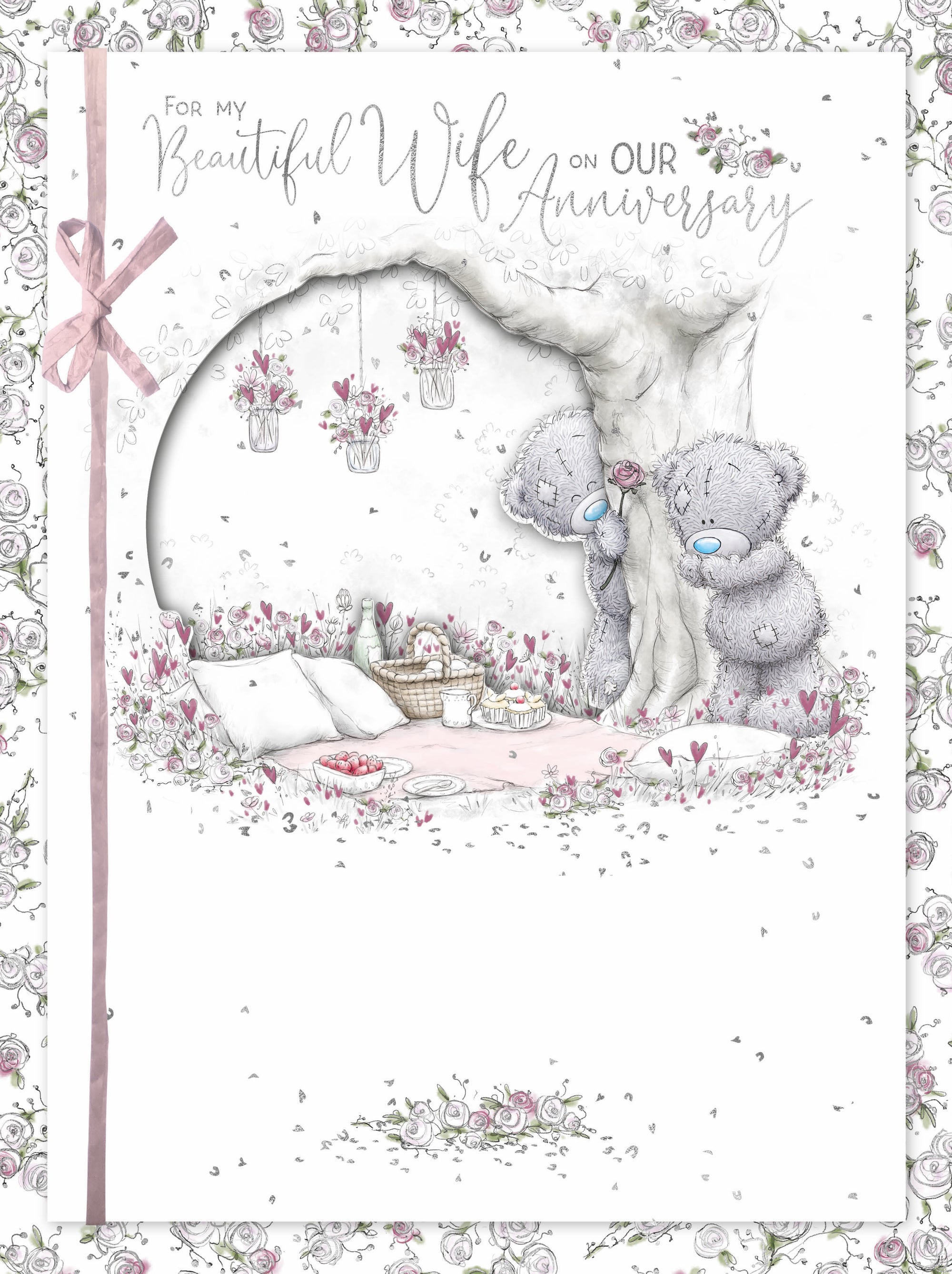 Me to You Tatty Teddy 'Beautiful Wife' Luxury Boxed Handmade Wedding Anniversary Card - Official Collection