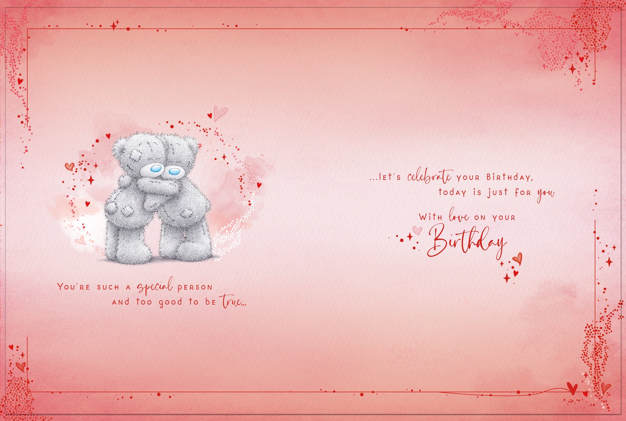 Me to You Tatty Teddy Luxury Boxed Birthday Greeting Card To The One I Love Bears On A Bench 12x9ins -