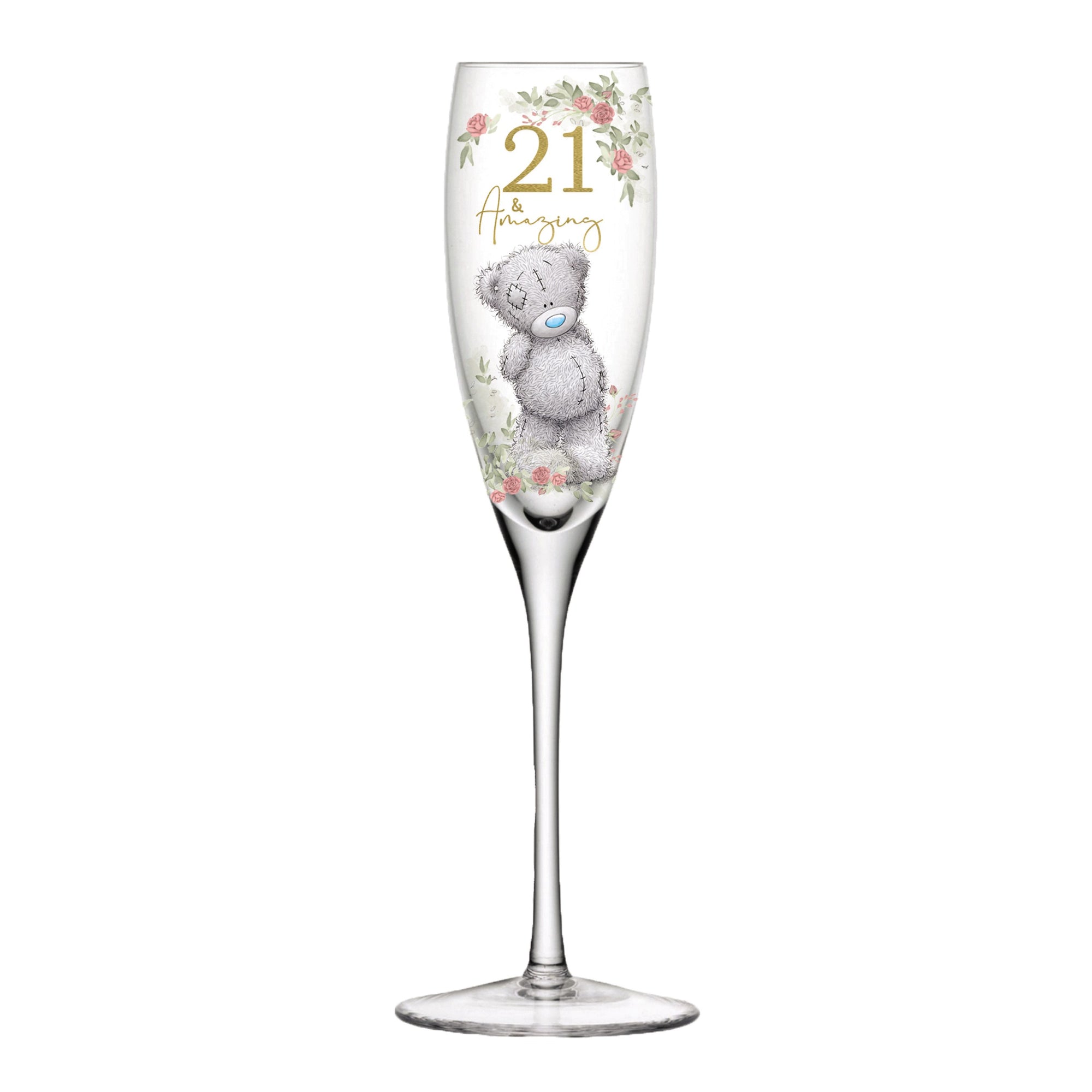 Me to You Tatty Teddy 21st Birthday Gift Set Includes Champagne Glass, Coaster & Keyring In Luxury Gift Box - Signature Collection