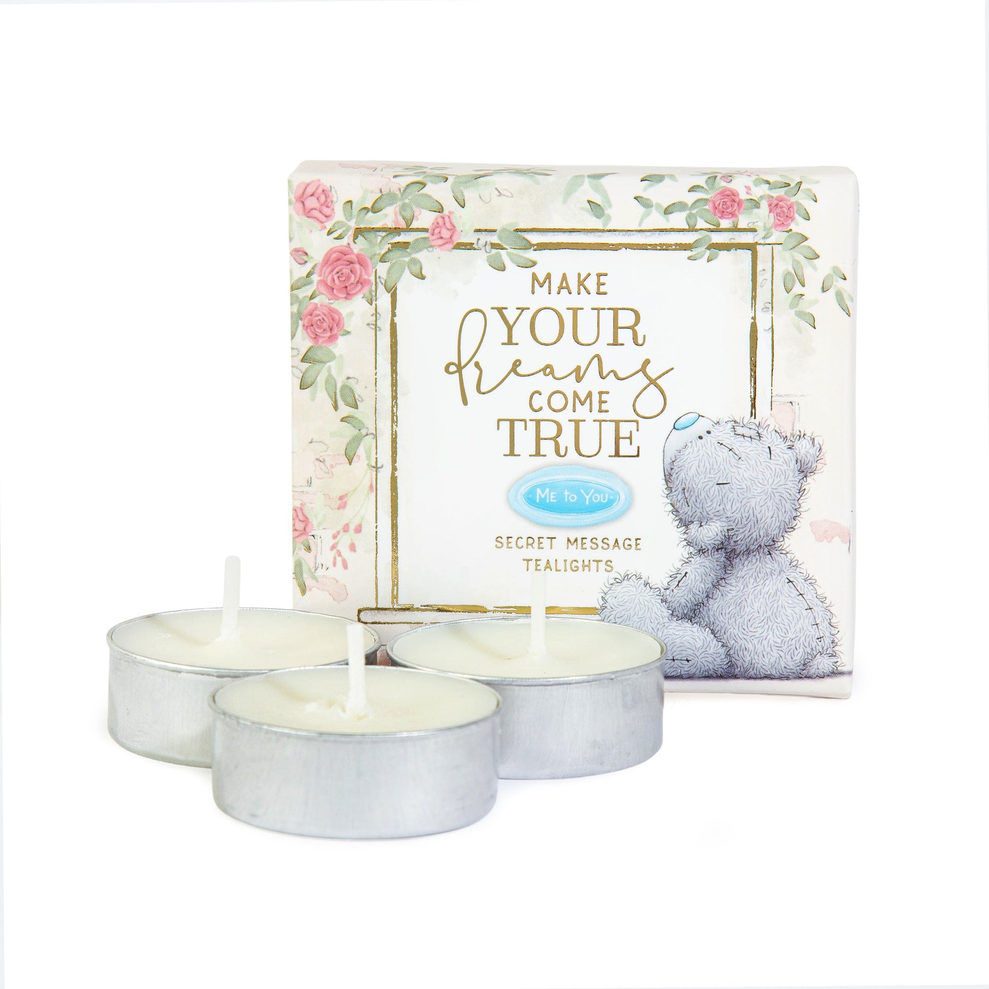 Me to You Tatty Teddy Wine Glass, Wooden Tealight Holder & Secret Message Tealights In Luxury Gift Box