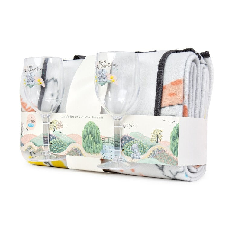 Me to You Picnic Blanket And Wine Glass Set