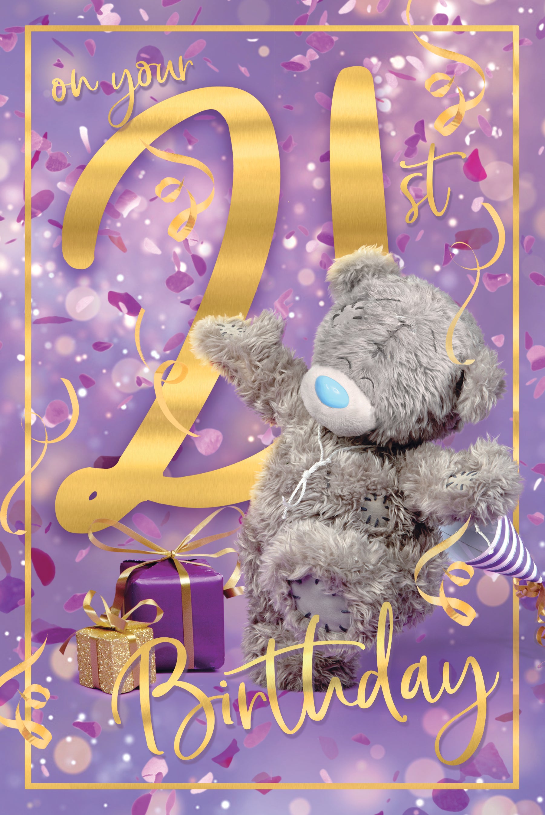 Me To You Tatty Teddy 21st Birthday Card 3D Lenticular Design 6 x 9