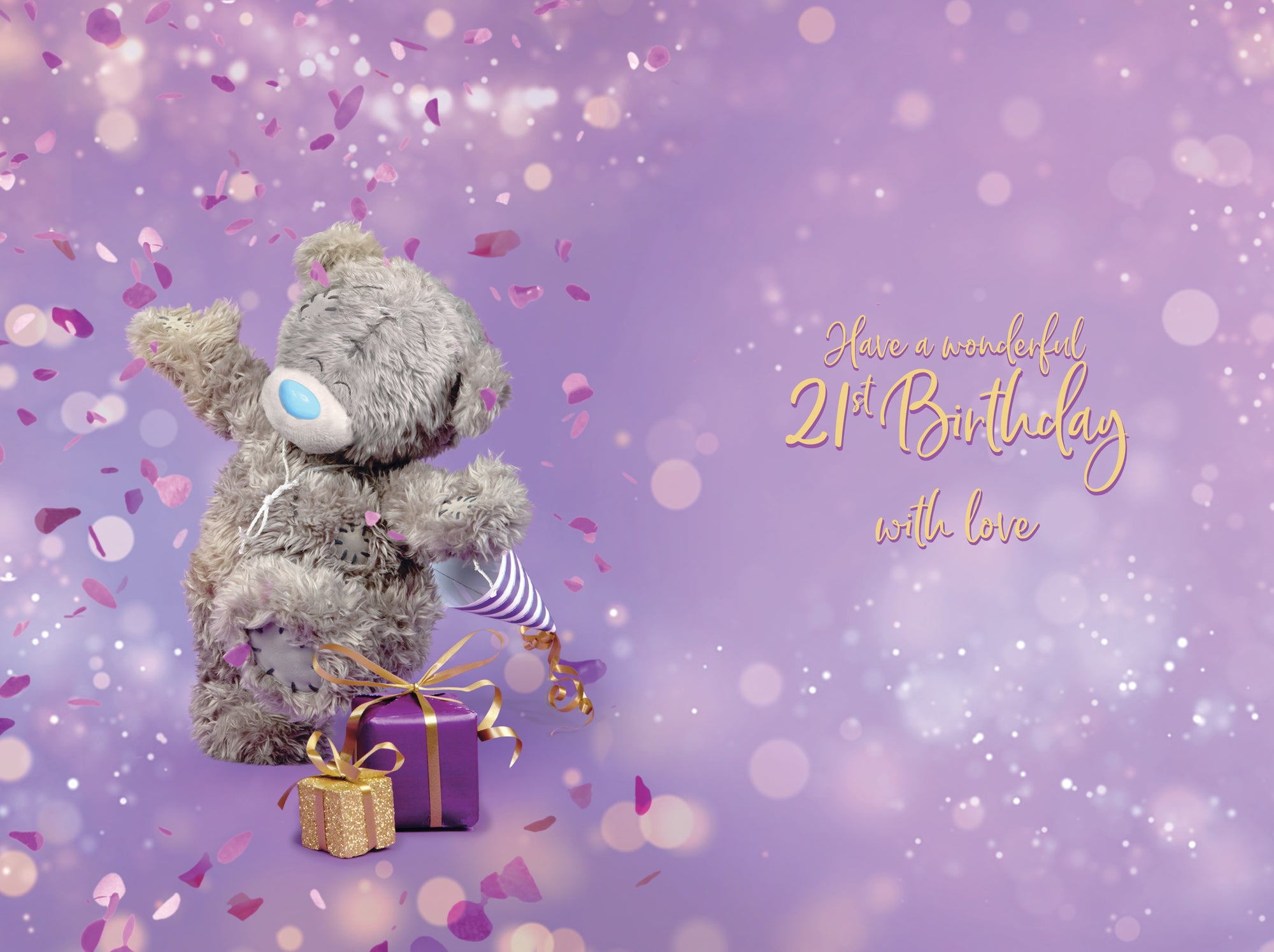 Me To You Tatty Teddy 21st Birthday Card 3D Lenticular Design 6 x 9
