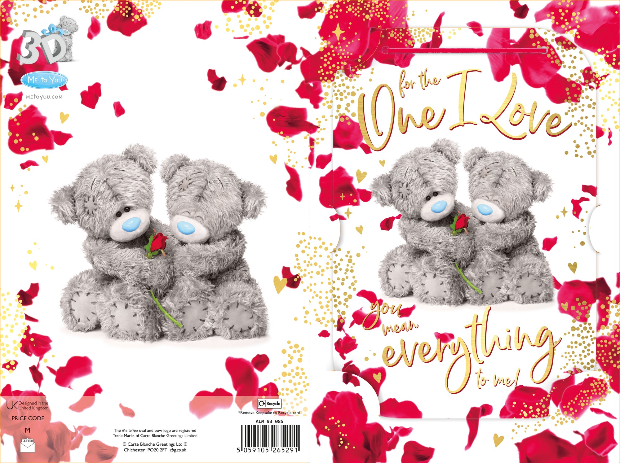 Me to You Tatty Teddy You Mean Everything To Me 3D Keepsake Birthday Greeting Card 6x6ins -