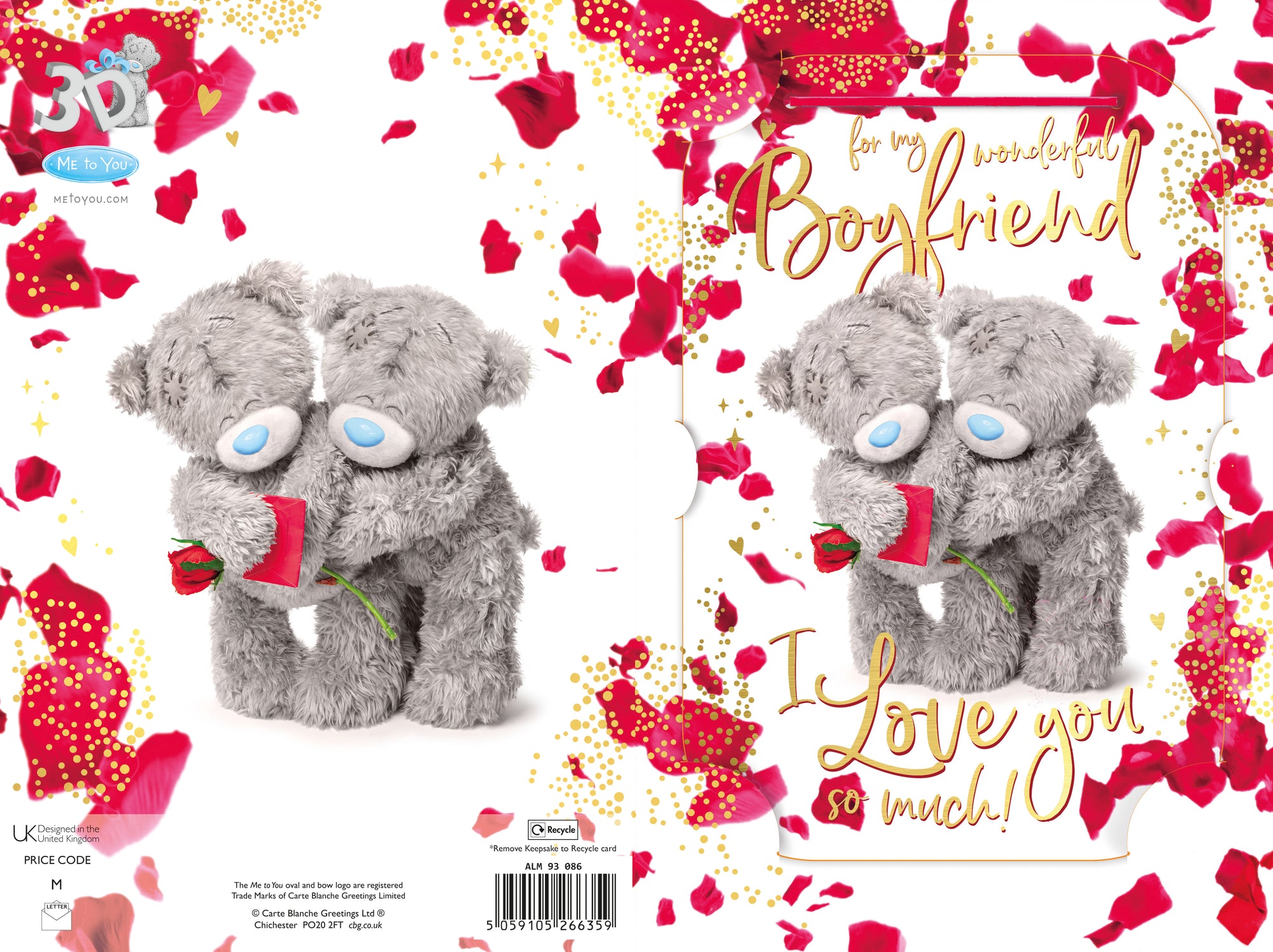 Me to You Tatty Teddy Wonderful Boyfriend 3D Keepsake Birthday Greeting Card 6x6ins - Official Collection