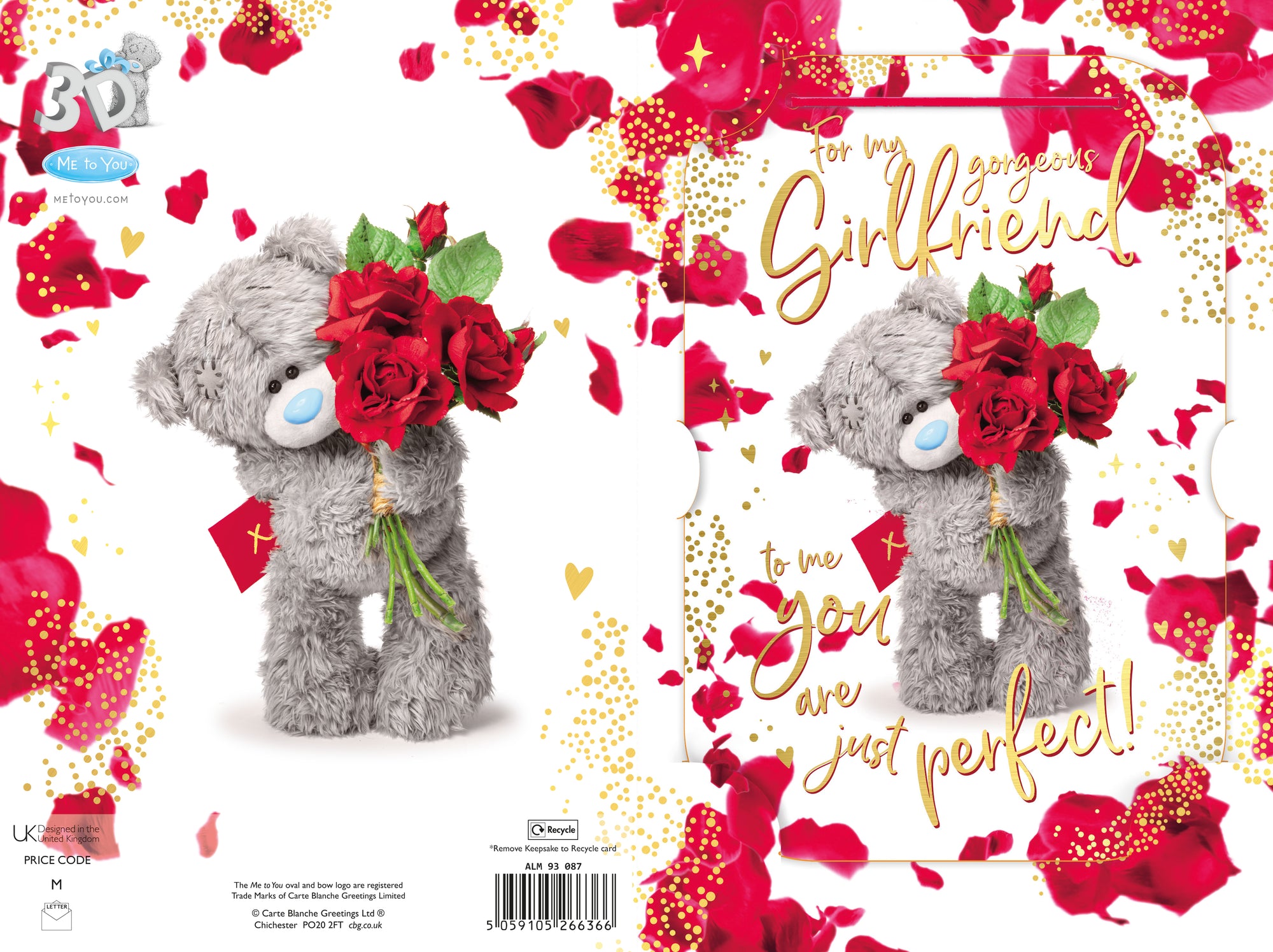 Me to You Tatty Teddy Gorgeous Girlfriend 3D Keepsake Birthday Greeting Card 6x6ins -
