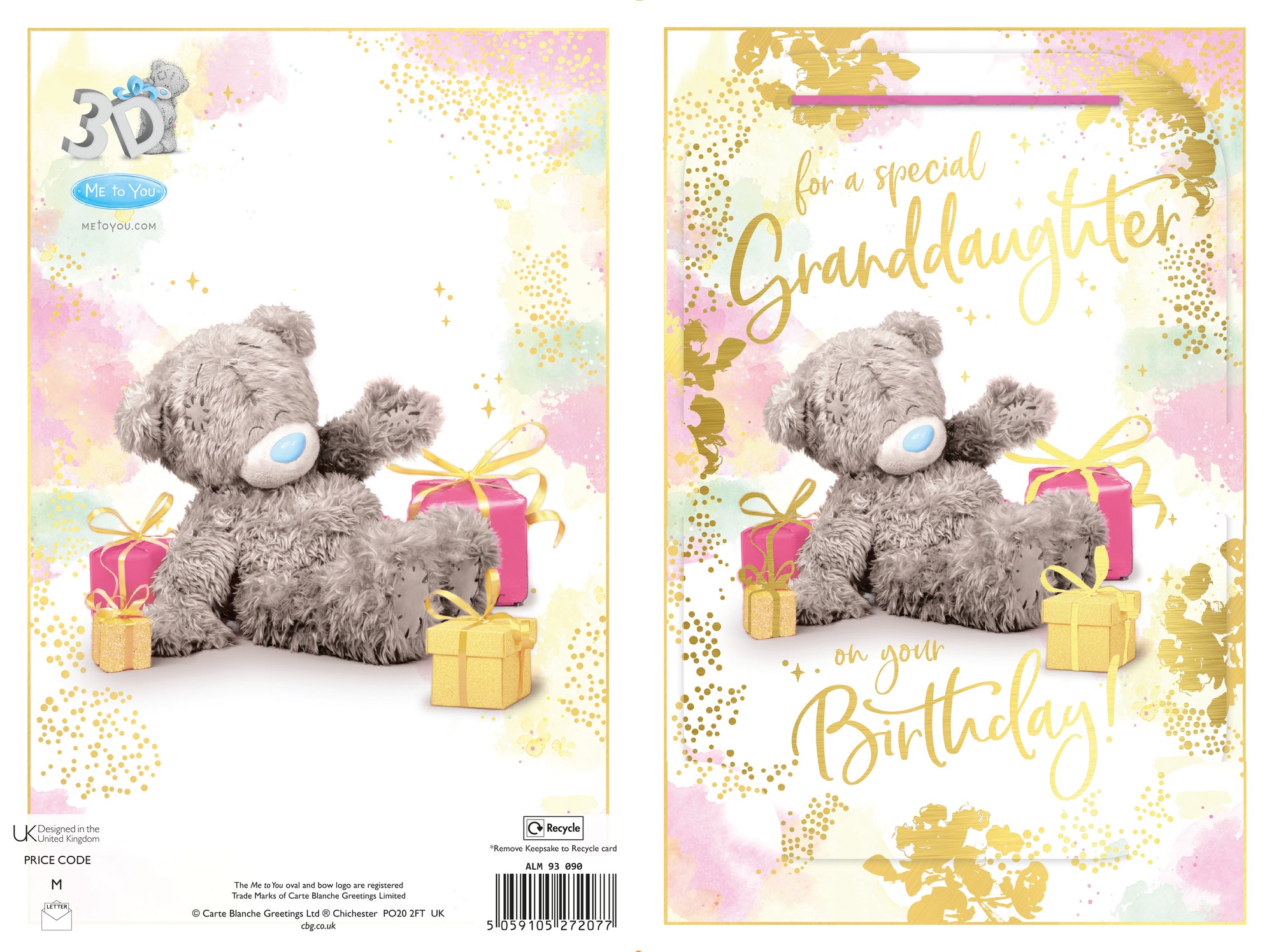 Me to You Tatty Teddy Cute 3D Photo Finish Keepsake Birthday Card For A Special Granddaughter - Official Collection