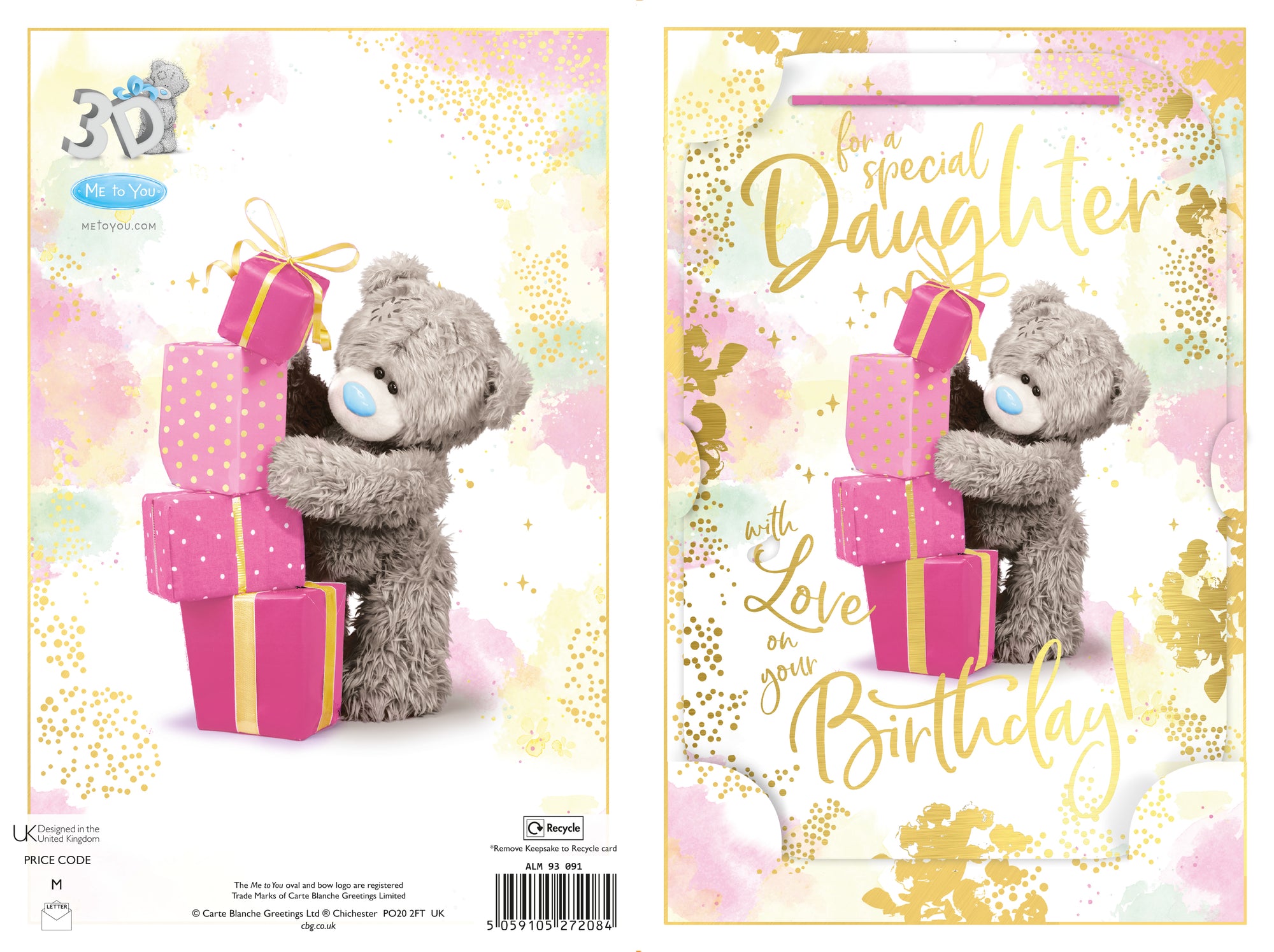 Me to You Tatty Teddy Cute 3D Photo Finish Keepsake Birthday Card For A Special Daughter - Official Collection