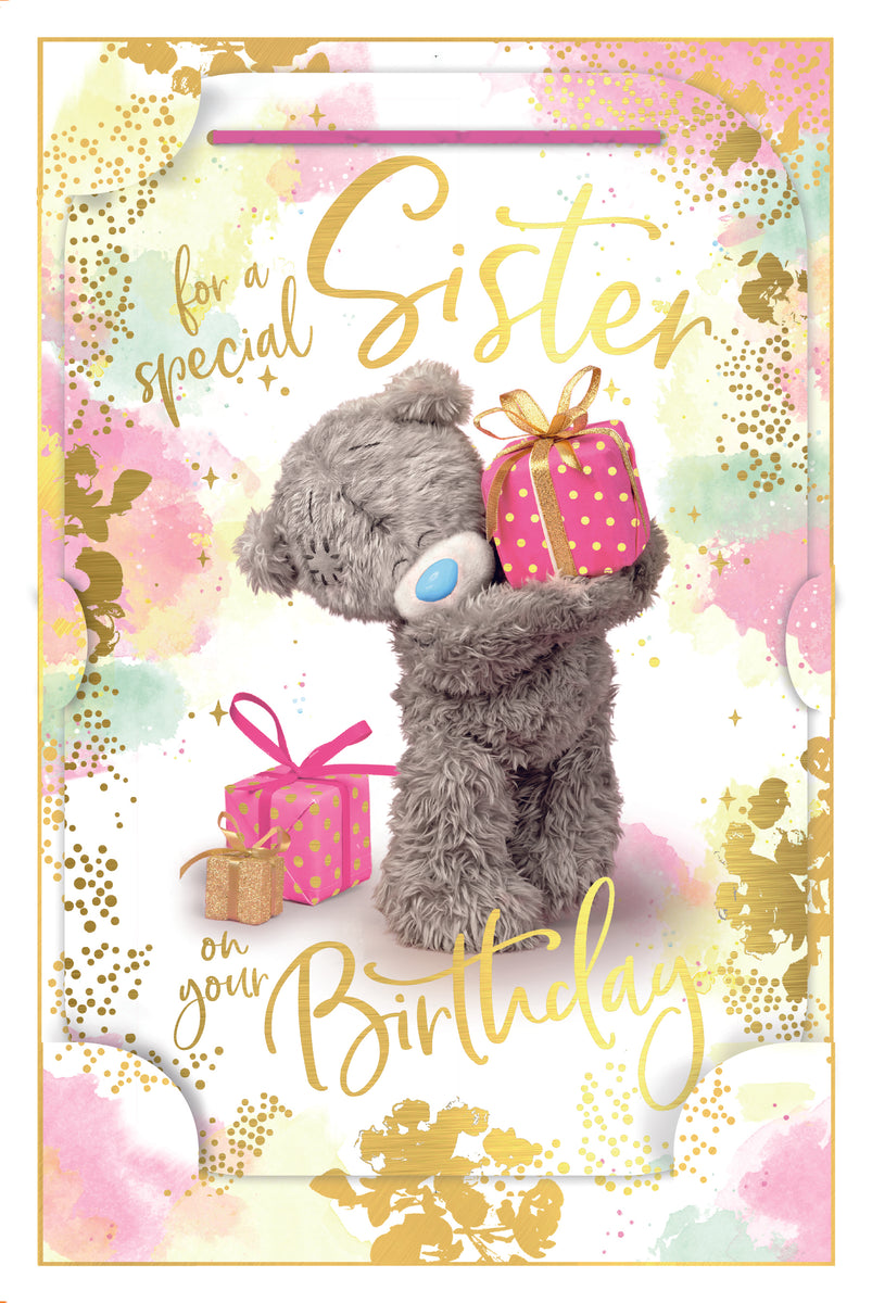 Me to You Tatty Teddy Cute 3D Photo Finish Keepsake Birthday Card For A Special Sister x inches Official Collection
