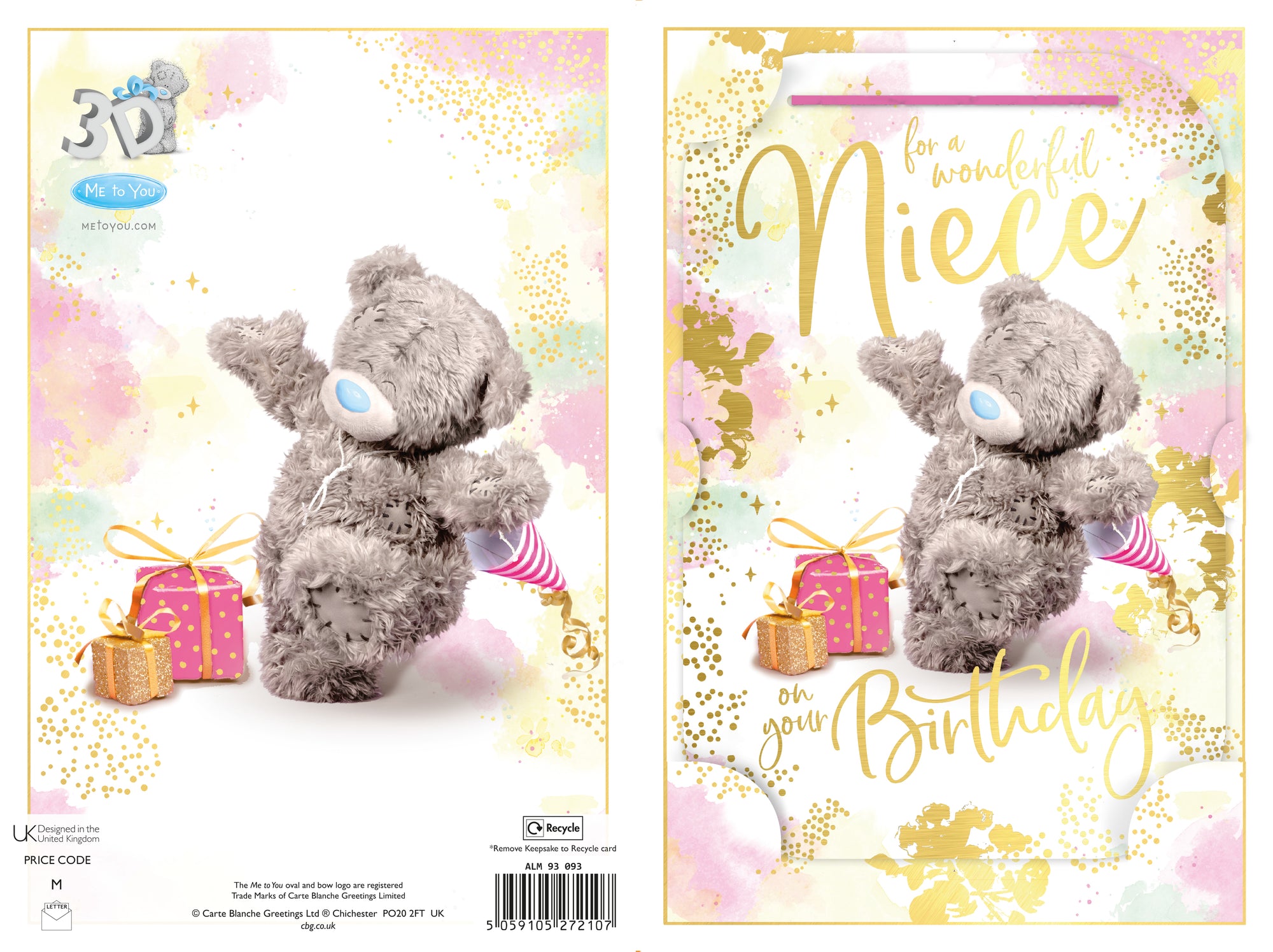 Me to You Tatty Teddy Cute 3D Photo Finish Keepsake Birthday Card For A Wonderful Niece -