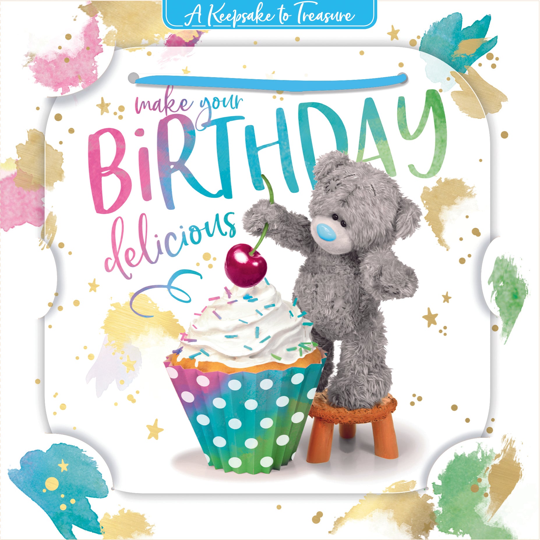 Me to You Tatty Teddy 3D Luxury Cherry And Cupcake Keepsake Birthday Card 6 x 6
