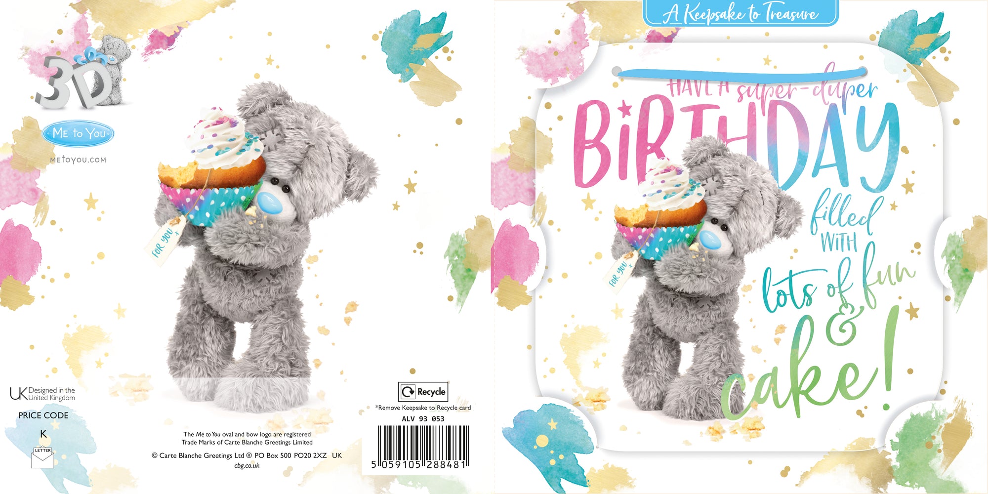 Me to You Tatty Teddy 3D Luxury Keepsake Birthday Card, Super-Duper Birthday 6 x 6