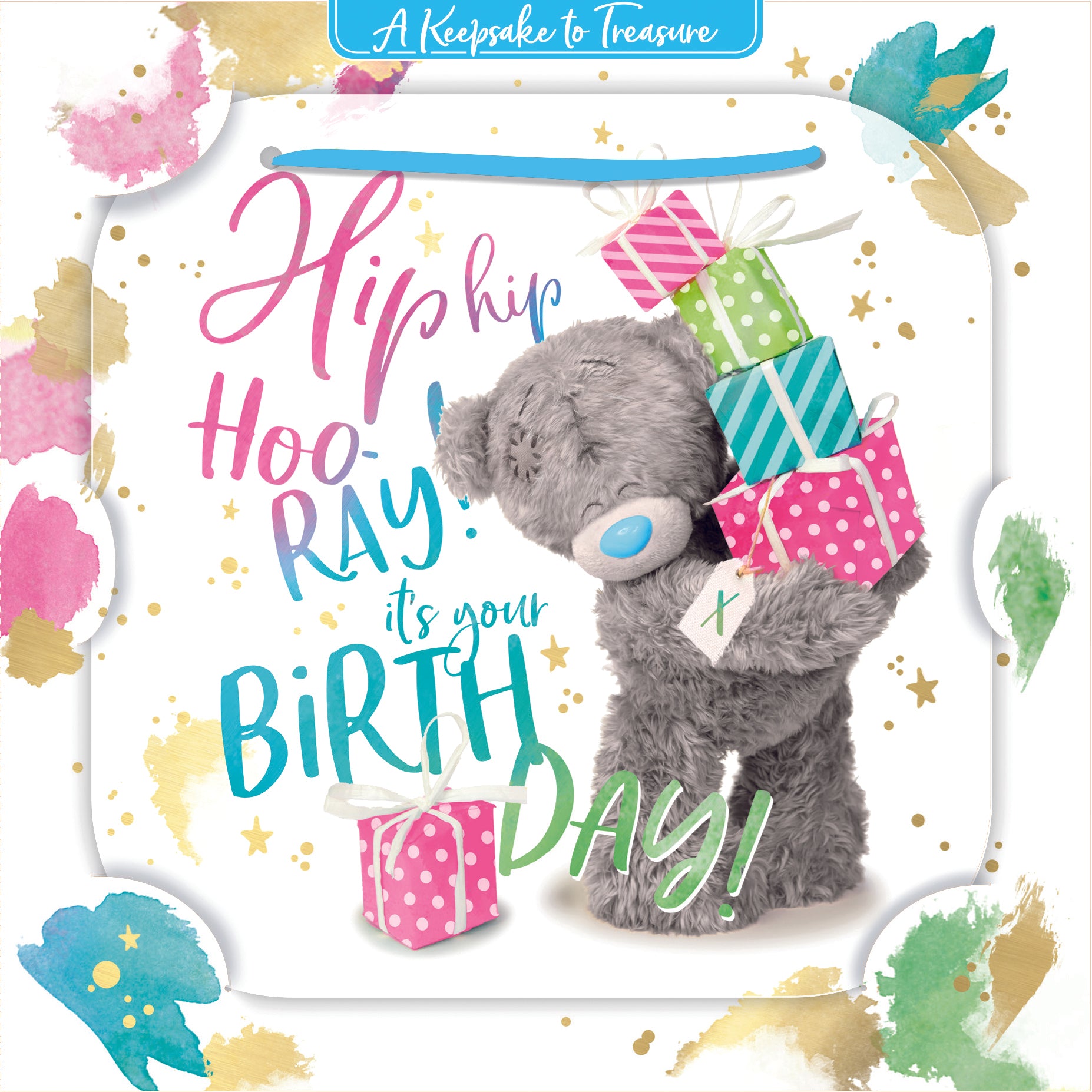 Me to You Tatty Teddy 3D Luxury Keepsake Birthday Card, Hip Hooray 6 x 6