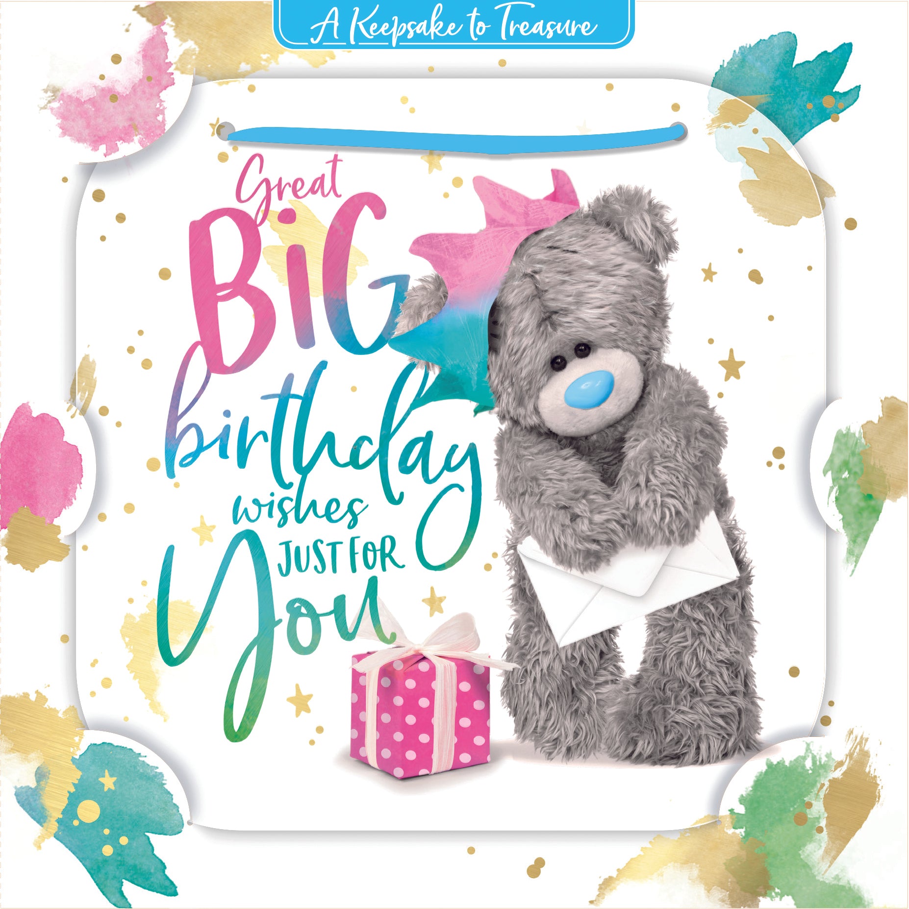 Me to You Tatty Teddy 3D Luxury Keepsake Birthday Card, Great Big Birthday Wishes 6 x 6