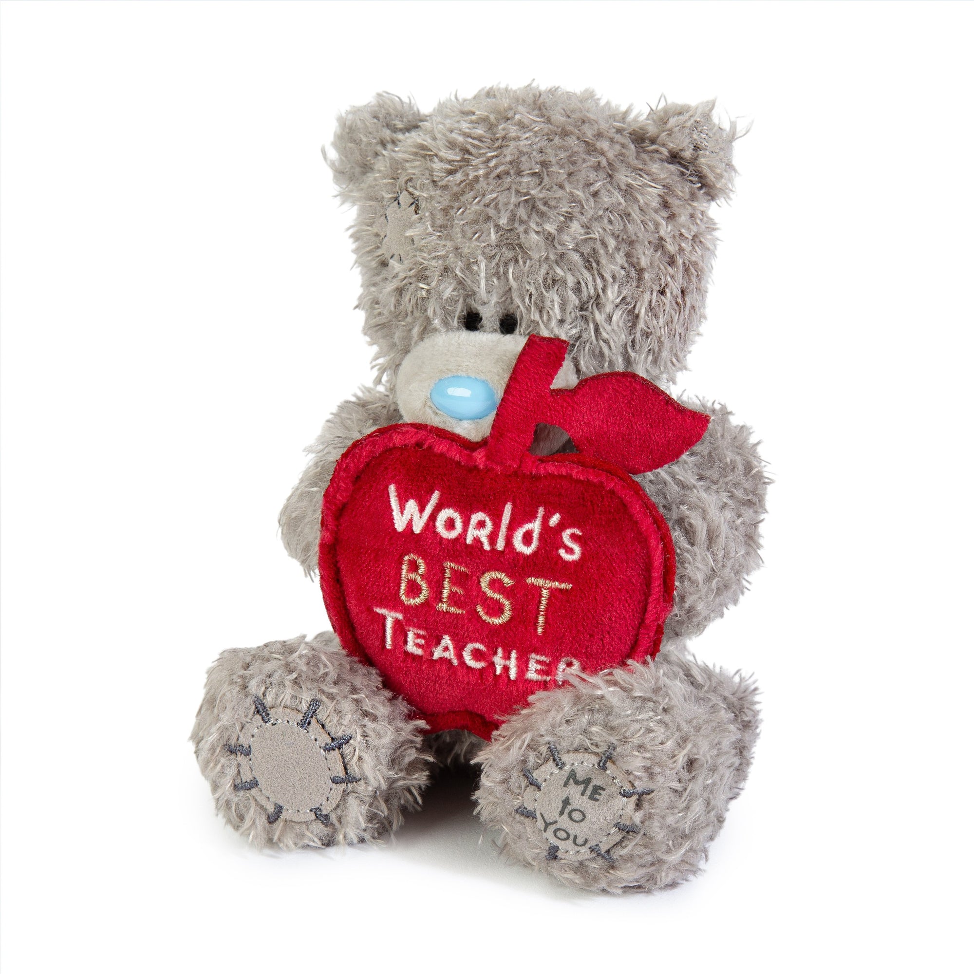 Me to You Tatty Teddy Plush 10cm-High Thank You Teacher Bear Holding 'World's Best Teacher' Apple - Official Collection