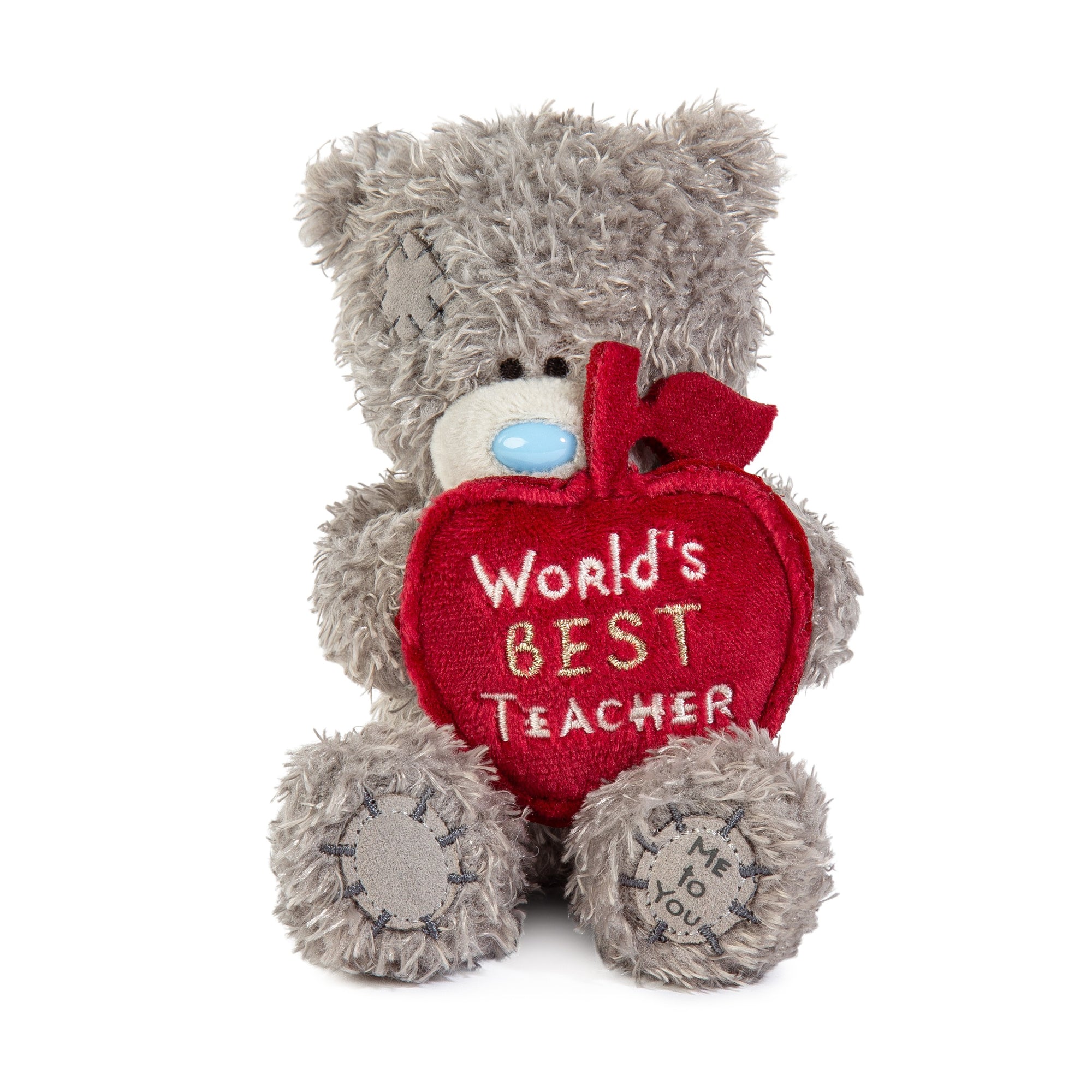 Me to You Tatty Teddy Plush 10cm-High Thank You Teacher Bear Holding 'World's Best Teacher' Apple - Official Collection