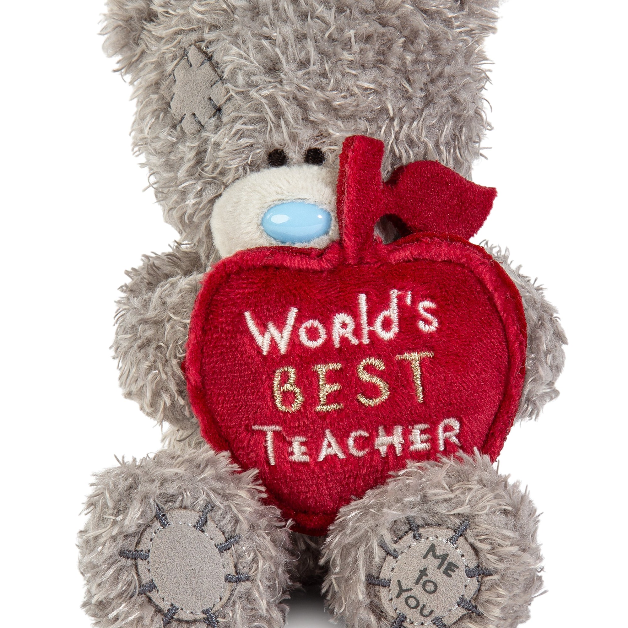 Me to You Tatty Teddy Plush 10cm-High Thank You Teacher Bear Holding 'World's Best Teacher' Apple - Official Collection