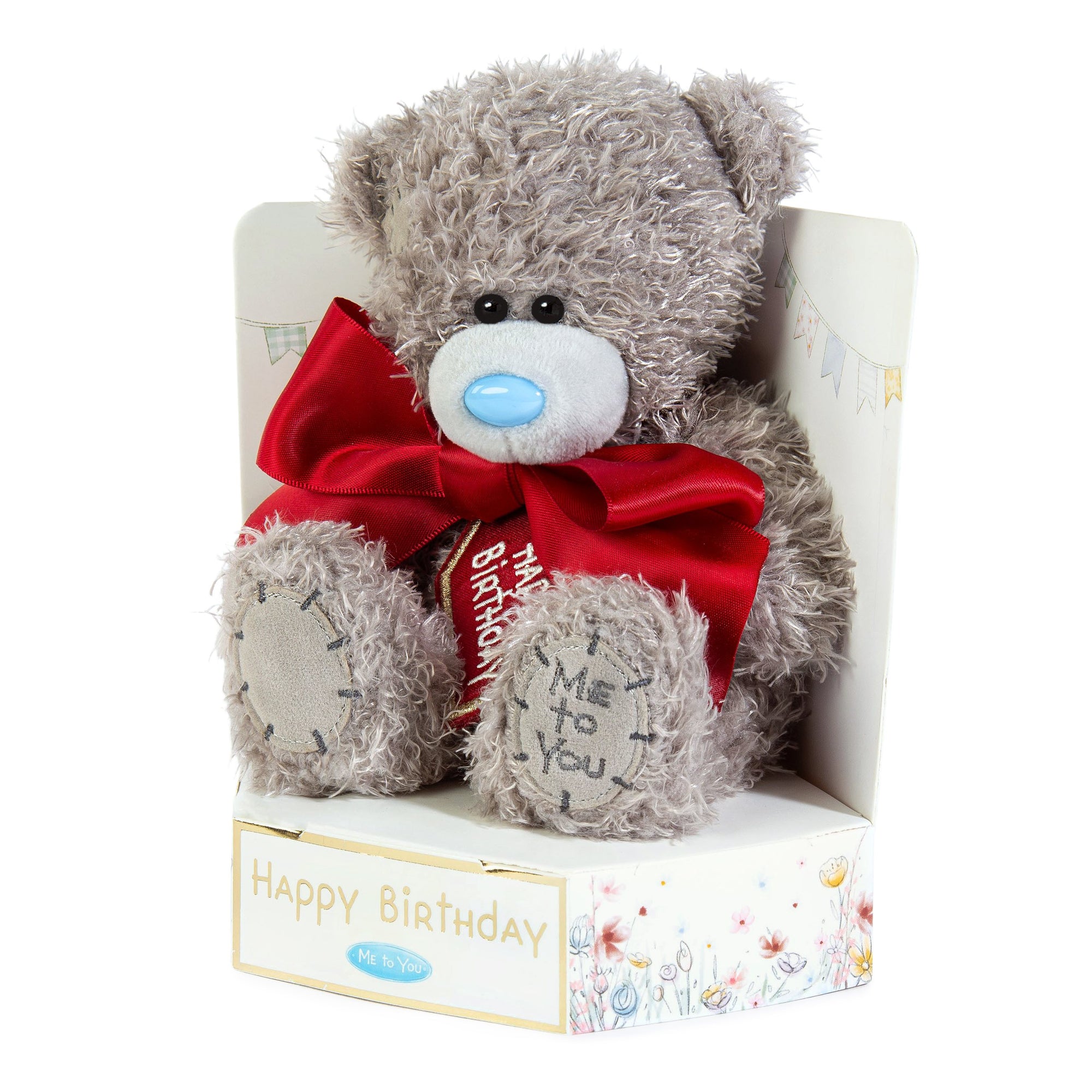 Me to You Tatty Teddy Plush 15cm-High Birthday Bear With Satin Bow On Luxury Gift Plinth - Official Collection