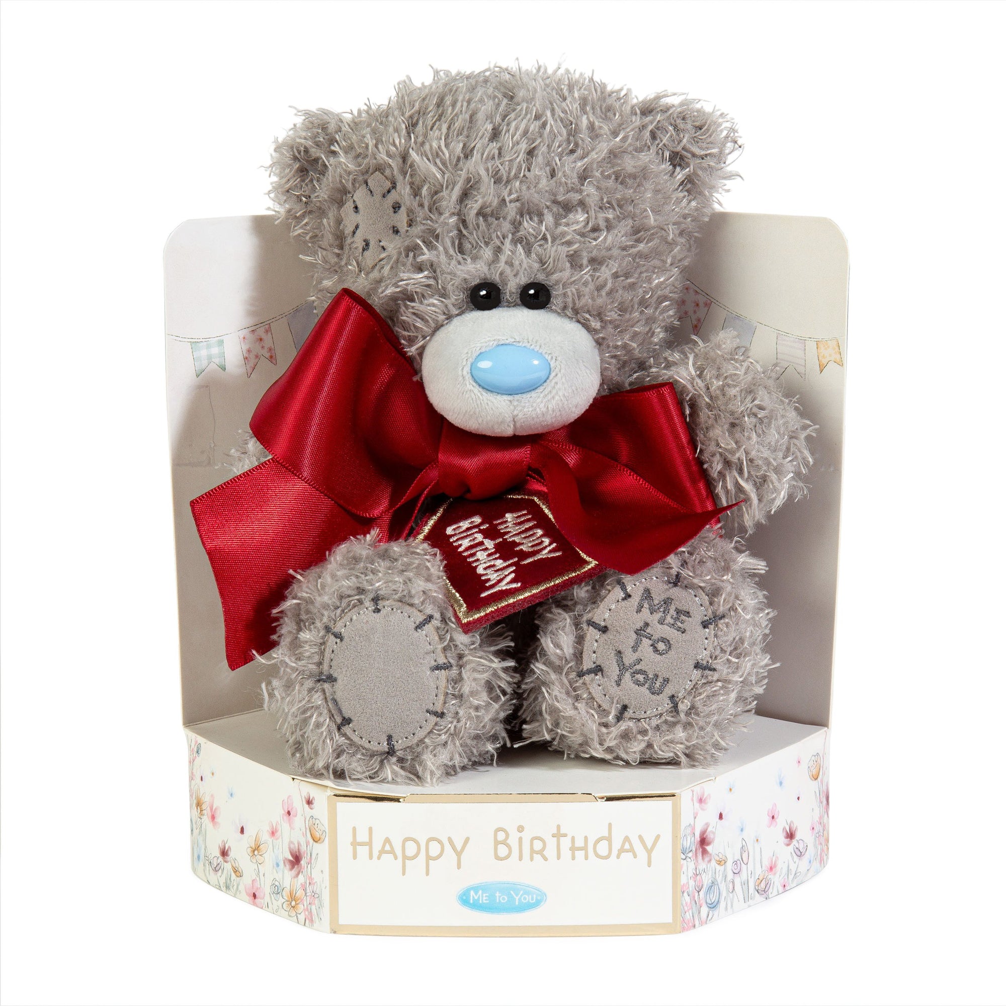 Me to You Tatty Teddy Plush 15cm-High Birthday Bear With Satin Bow On Luxury Gift Plinth - Official Collection