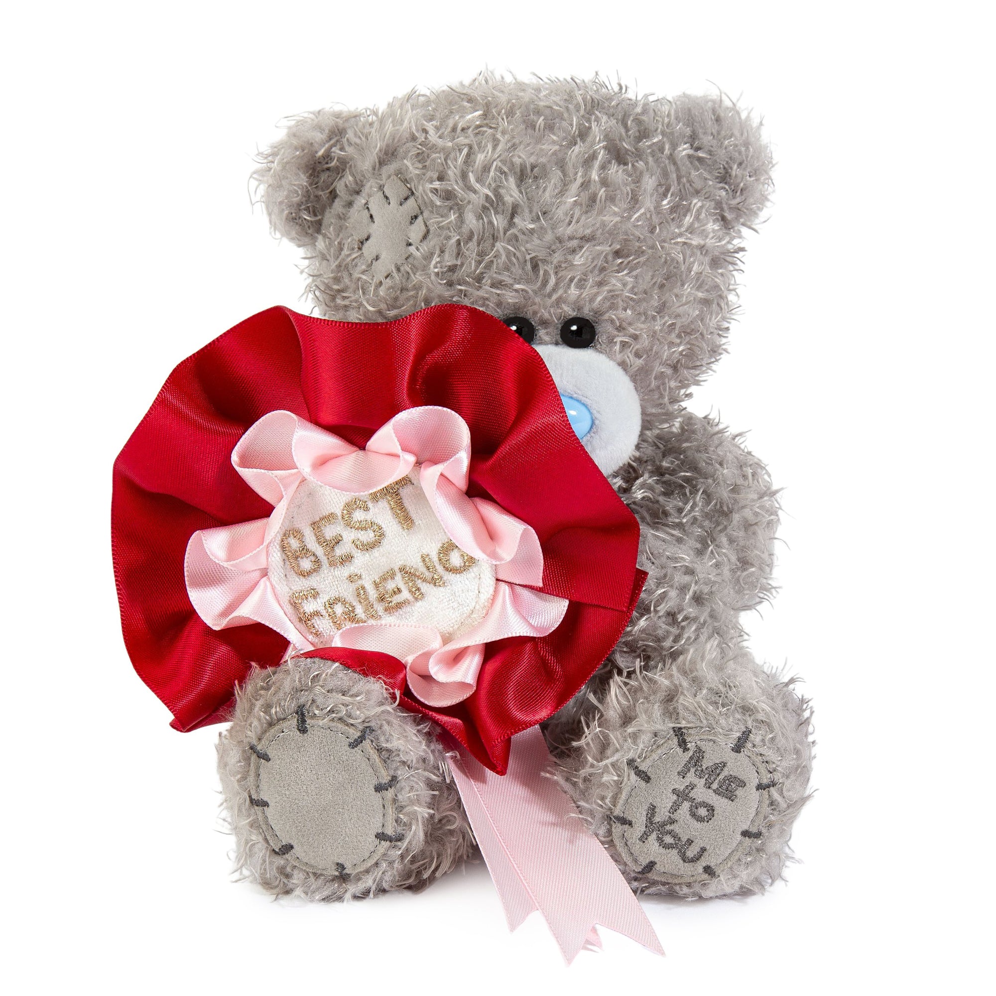 Me to You Tatty Teddy Plush 15cm-High Bear With Best Friend Rosette On Luxury Gift Plinth - Official Collection