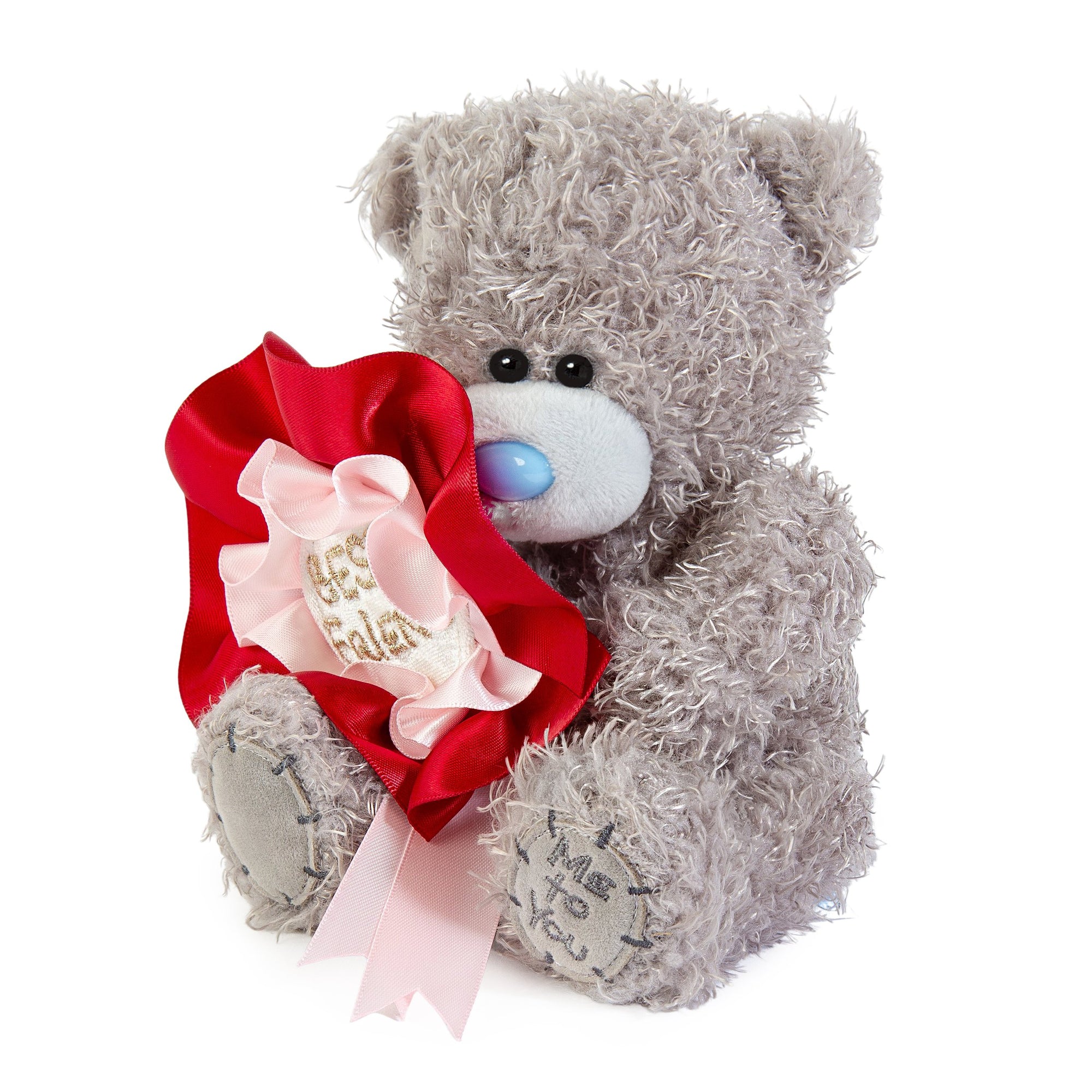 Me to You Tatty Teddy Plush 15cm-High Bear With Best Friend Rosette On Luxury Gift Plinth - Official Collection