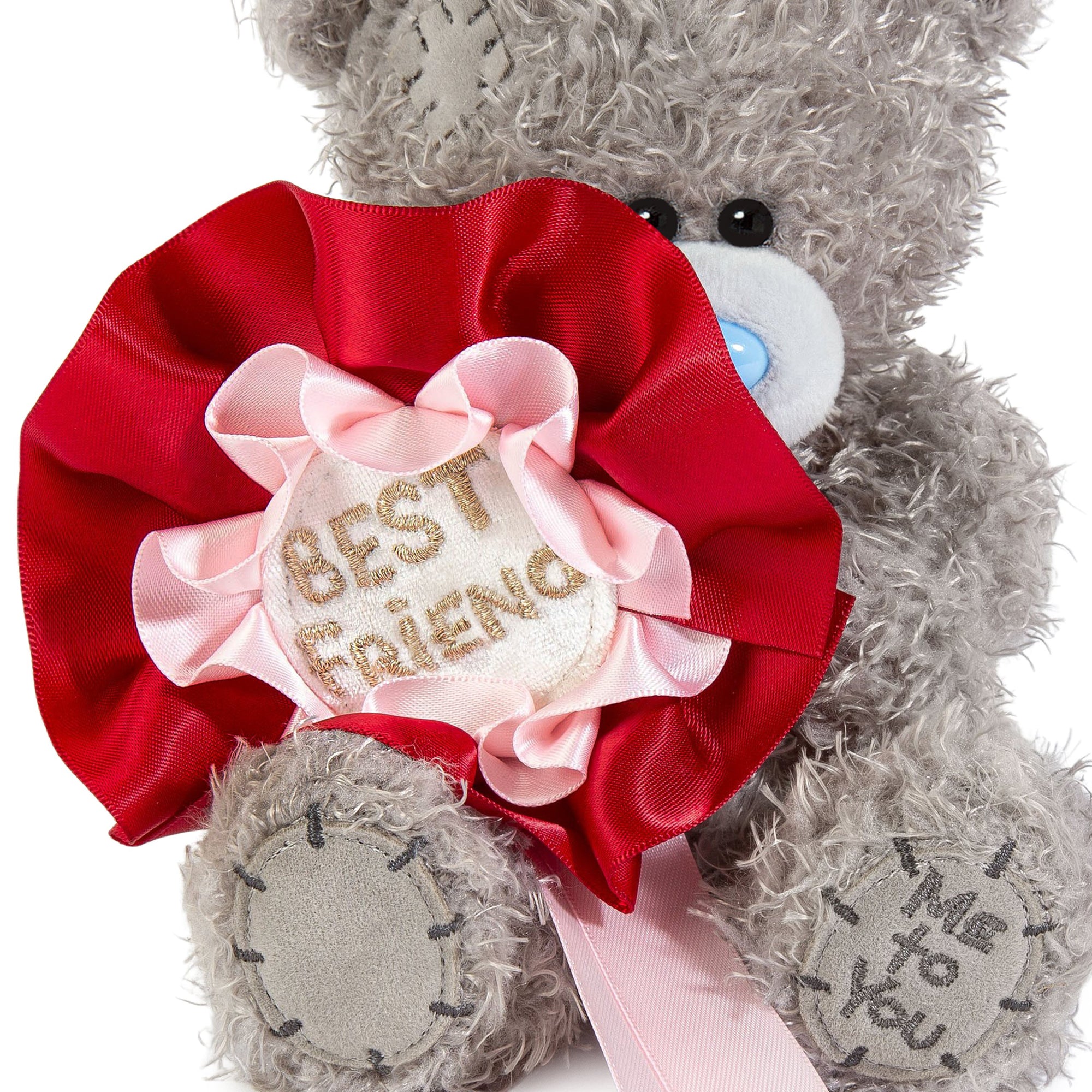 Me to You Tatty Teddy Plush 15cm-High Bear With Best Friend Rosette On Luxury Gift Plinth - Official Collection