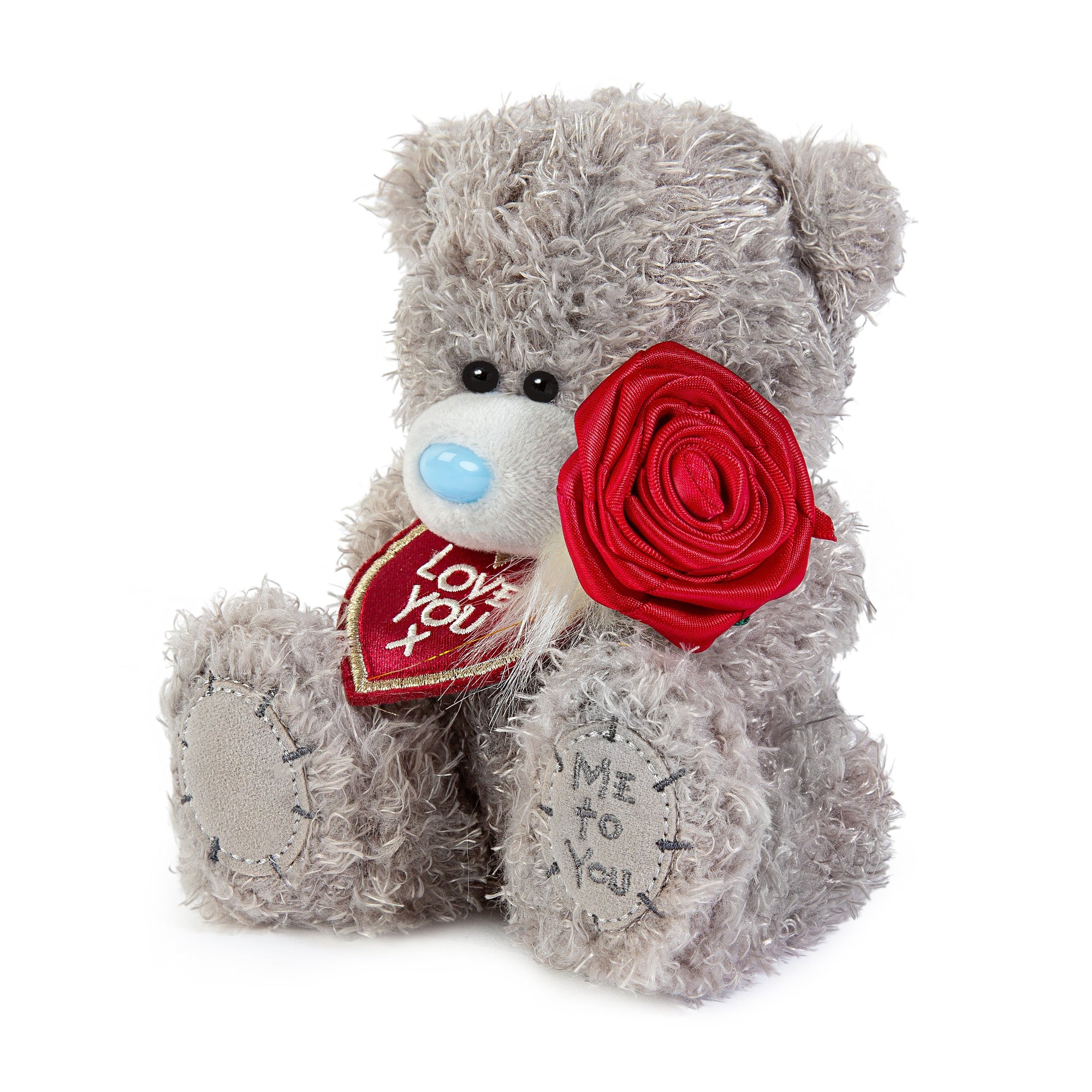Me to You Tatty Teddy Plush 15cm-High I Love You Bear With Rose On Luxury Gift Plinth - Official Collection