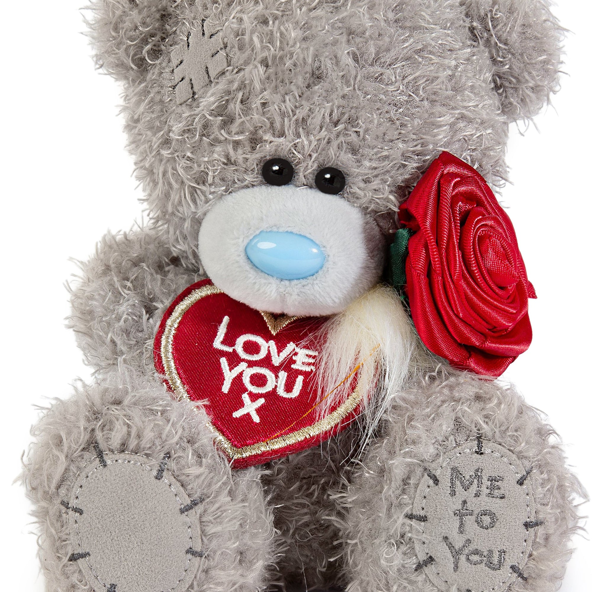 Me to You Tatty Teddy Plush 15cm-High I Love You Bear With Rose On Luxury Gift Plinth - Official Collection