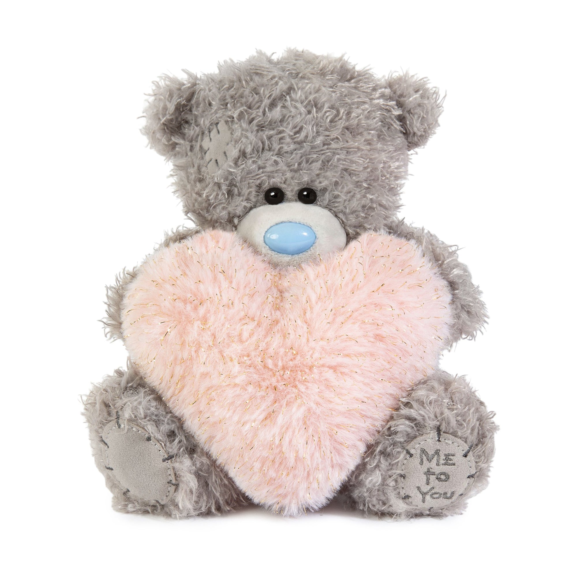 Me to You Tatty Teddy Plush 15cm-High 'With Love' Bear Holding Fluffy Heart On Luxury Gift Plinth - Official Collection