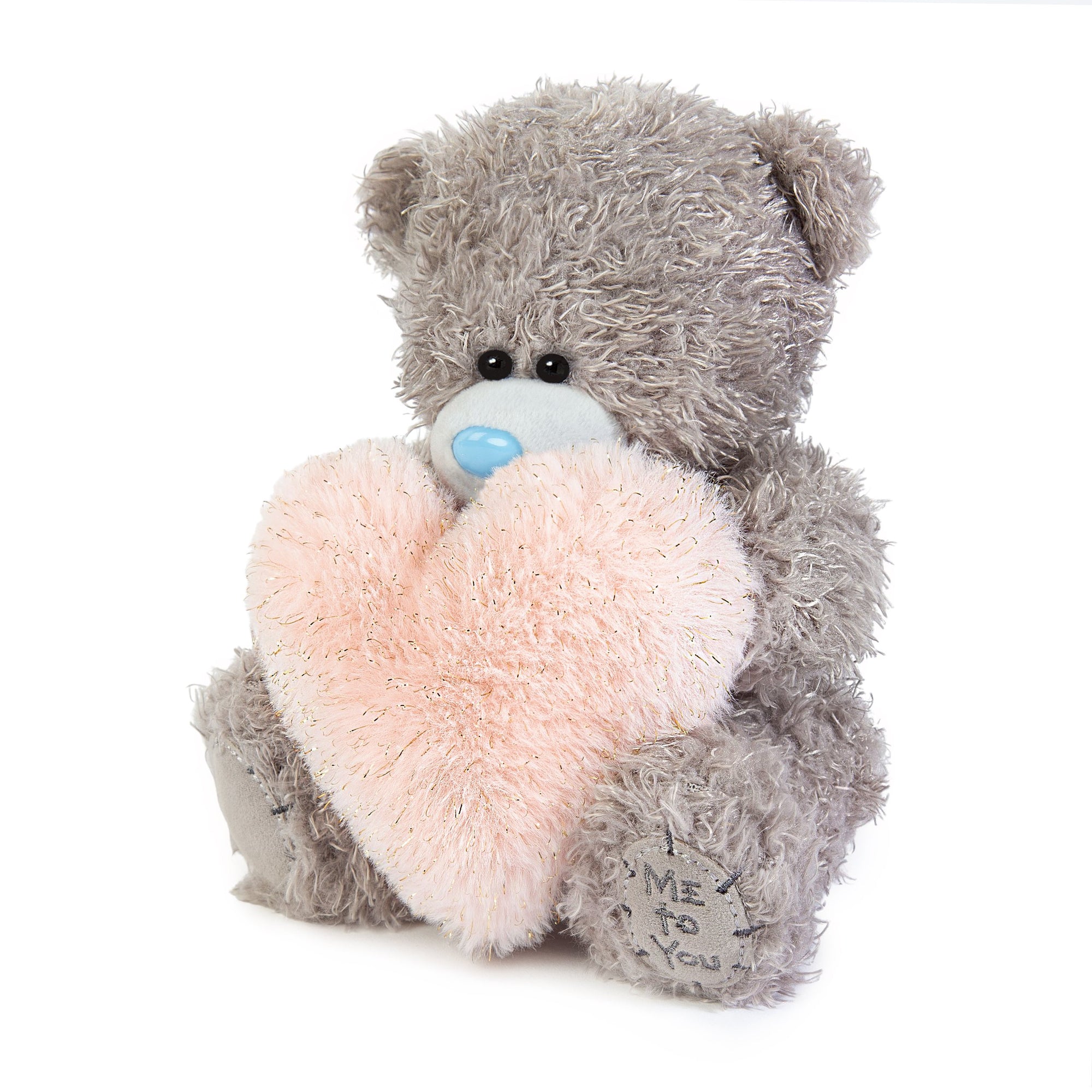 Me to You Tatty Teddy Plush 15cm-High 'With Love' Bear Holding Fluffy Heart On Luxury Gift Plinth - Official Collection