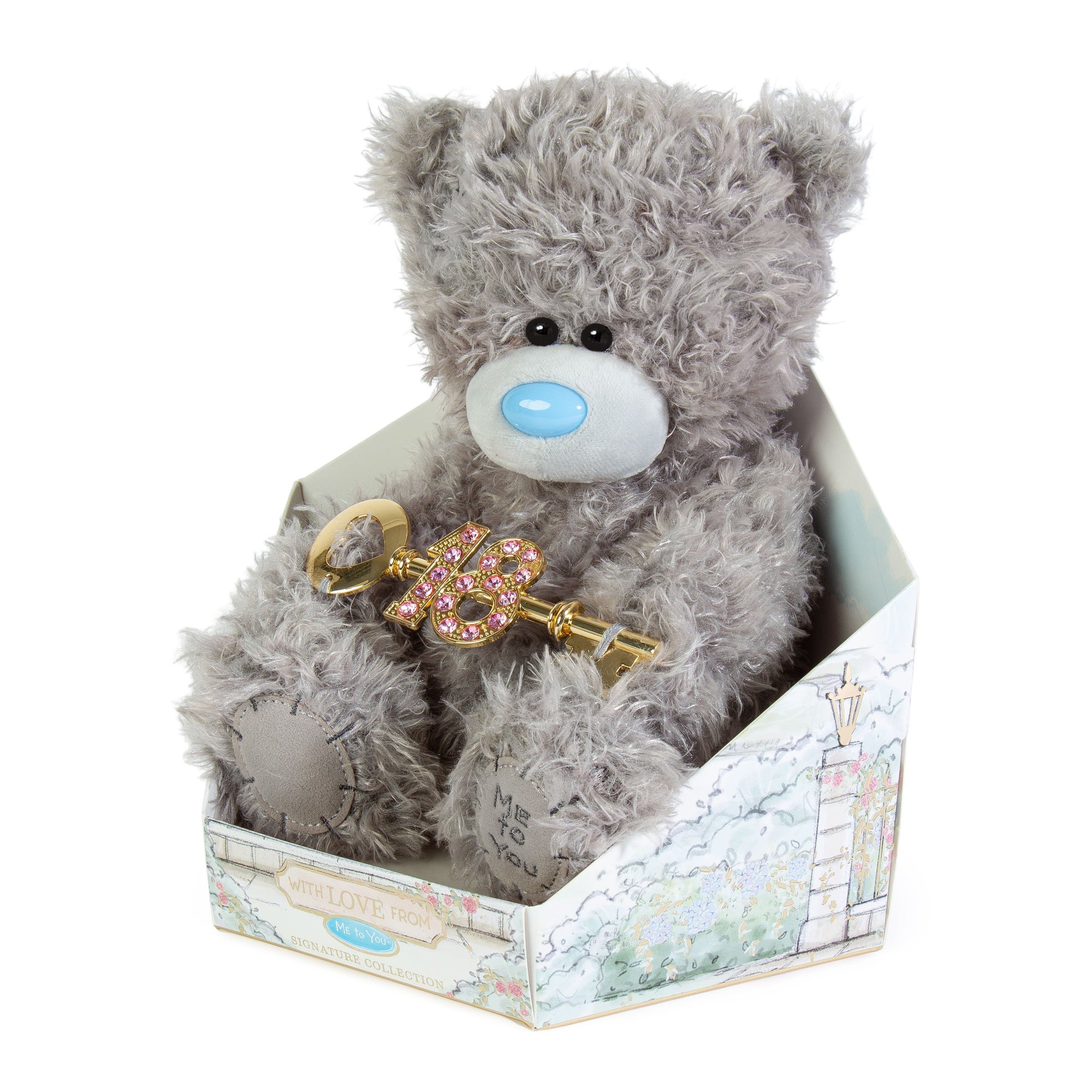Me to You Tatty Teddy Cute Plush 18th Birthday Bear With Key 19cm-High Presented On Premium Gift Plinth