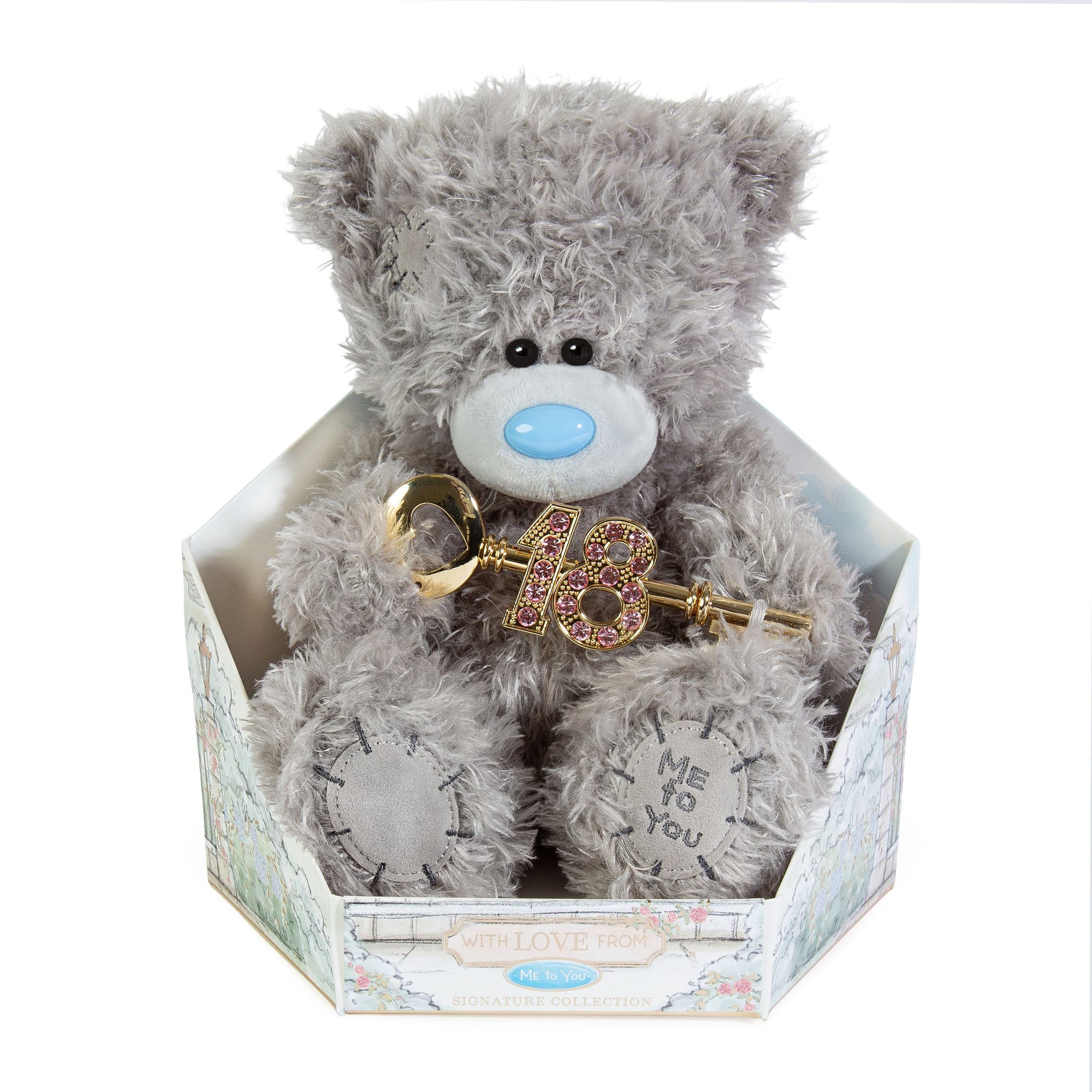Me to You Tatty Teddy Cute Plush 18th Birthday Bear With Key 19cm-High Presented On Premium Gift Plinth