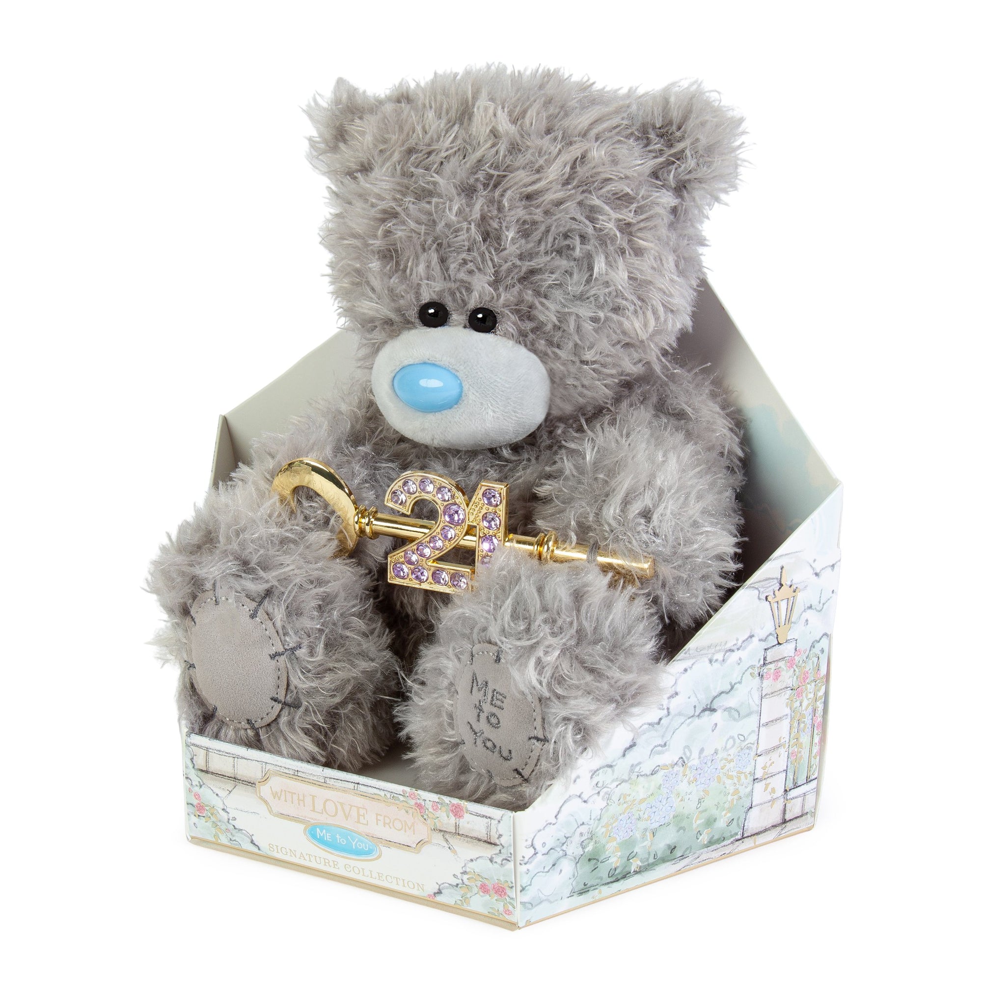Me to You Tatty Teddy Cute Plush 21st Birthday Bear With Key 19cm-High Presented On Premium Gift Plinth