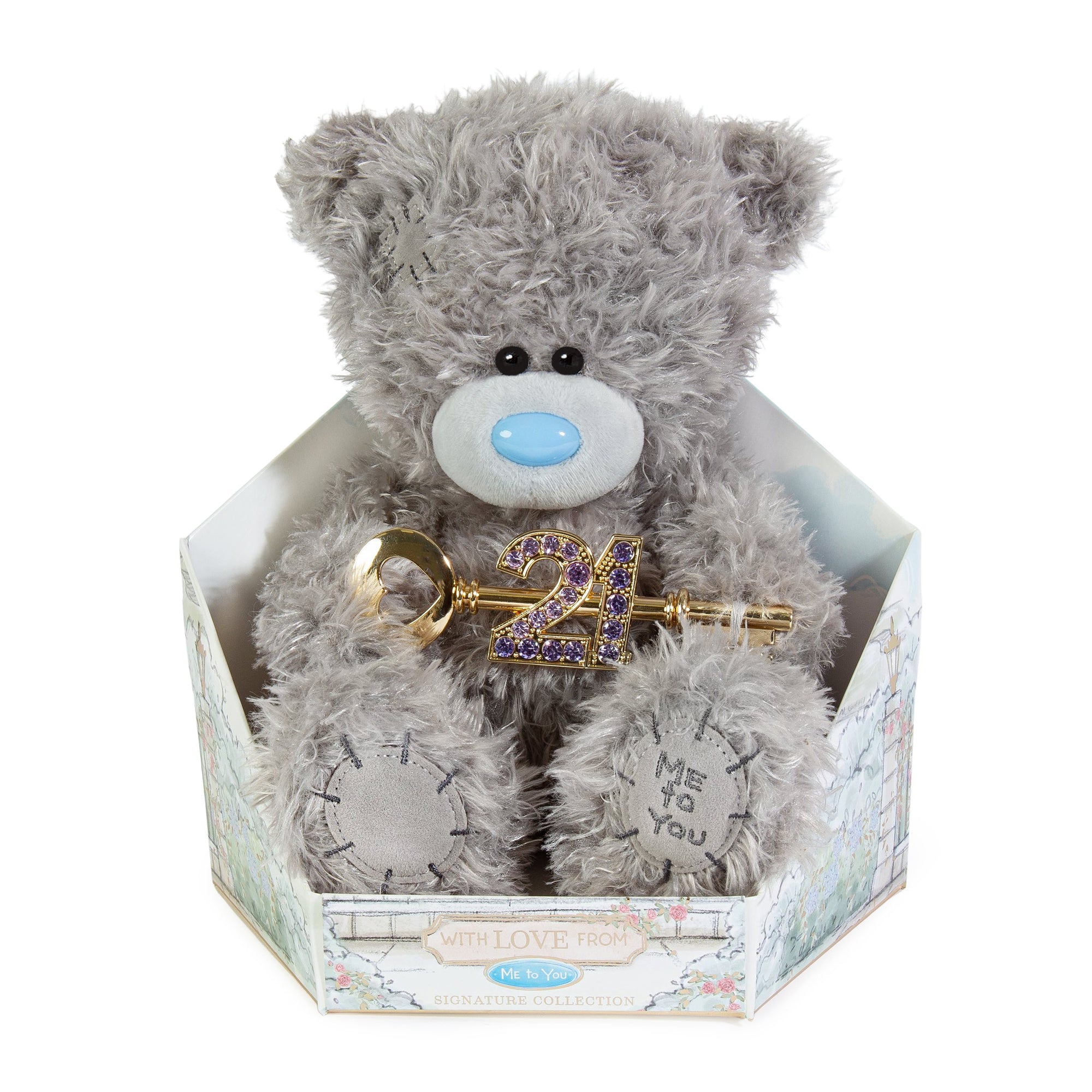 Me to You Tatty Teddy Cute Plush 21st Birthday Bear With Key 19cm-High Presented On Premium Gift Plinth