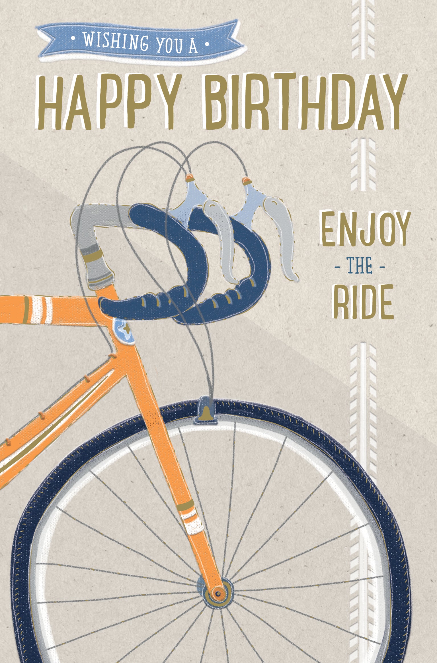 Cycling-Themed Birthday Card For Friend Or Relative, Luxury Gold Foil Detail by Wishing Well Studios 5 x 8 Inches