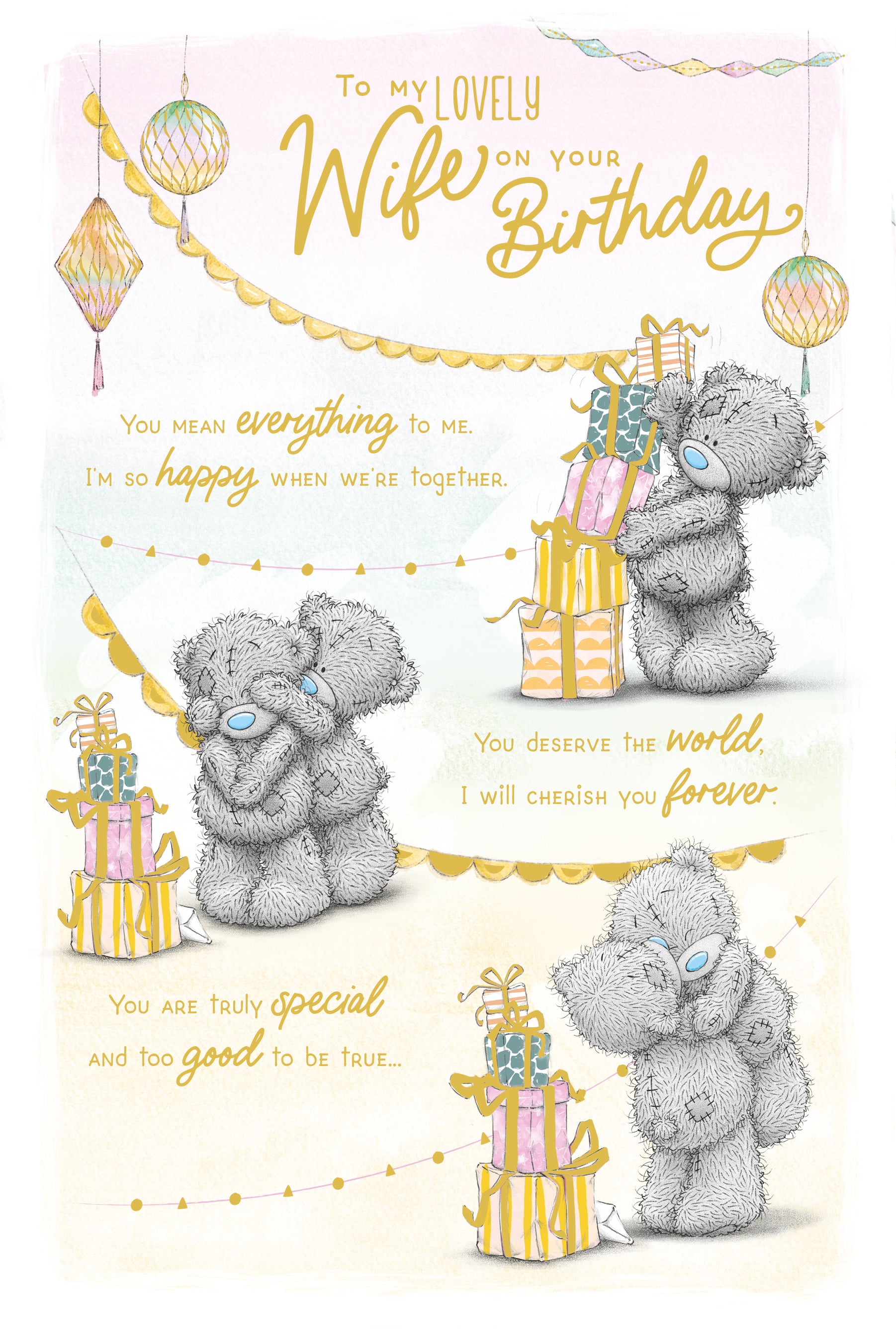 Me to You Tatty Teddy Cute Birthday Greeting Card For A Lovely Wife 6 x 9 inches - Official Collection