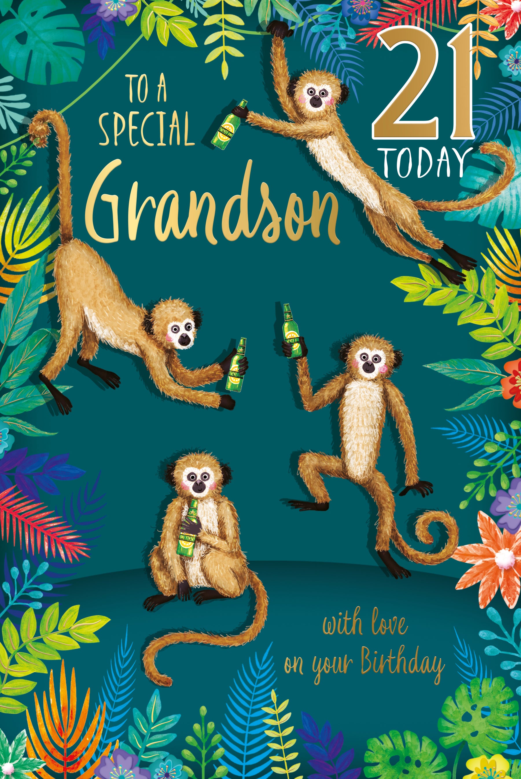 21st Birthday Card For Grandson Greeting Card By Wishing Well Studios 6 x 9 Inches