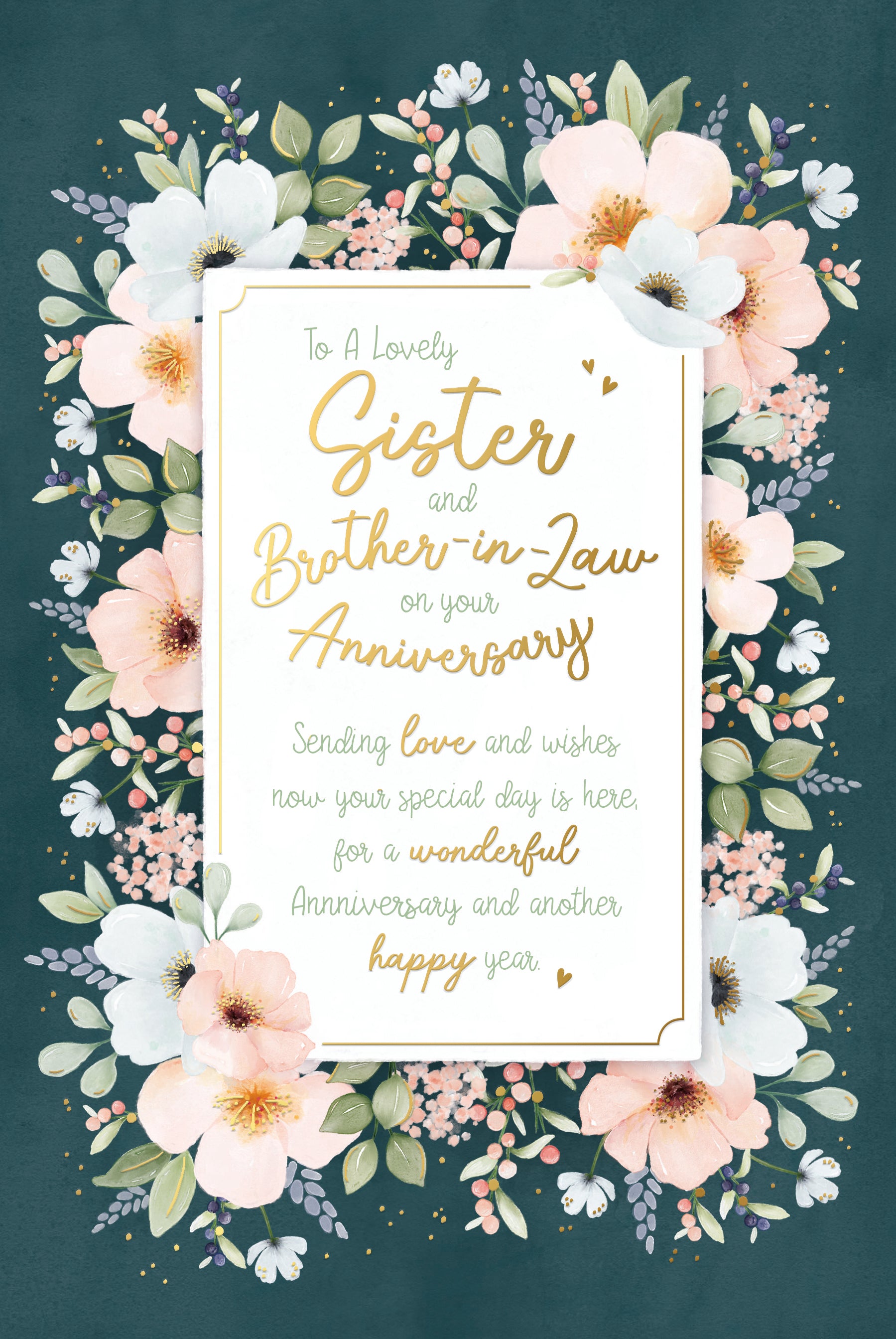 Luxury Wedding Anniversary Card For Sister And Brother In Law, Greeting Card By Wishing Well Studios 6 x 9 Inches