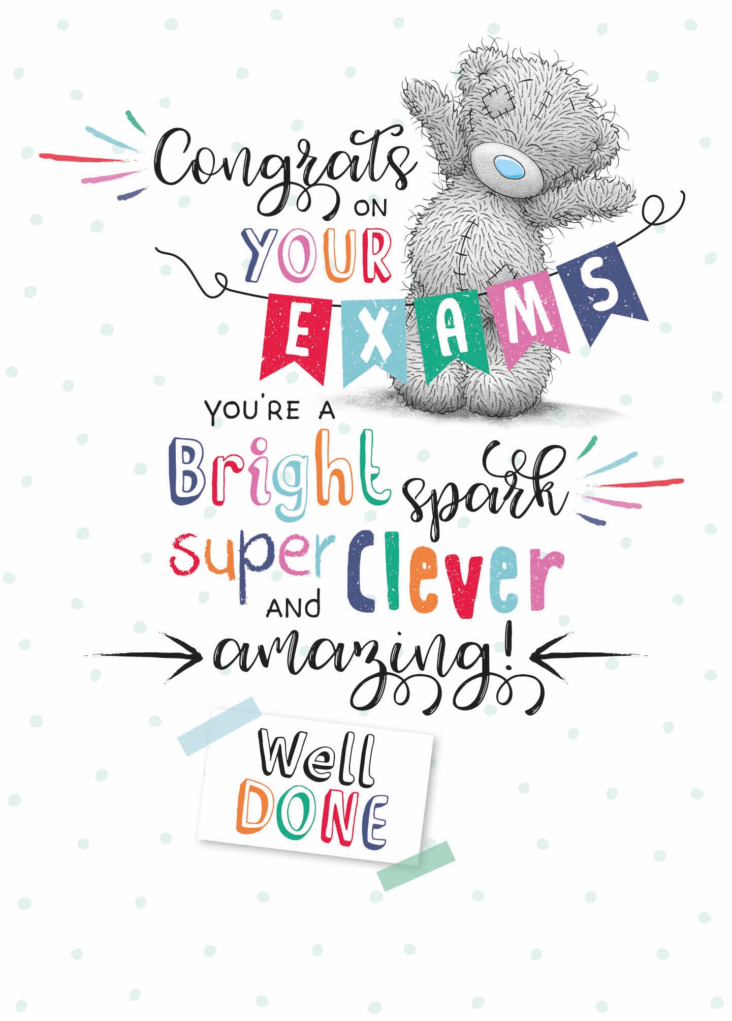 Me To You Tatty Teddy Congrats On Your Exams Greeting Card 5x7ins - Official Collection
