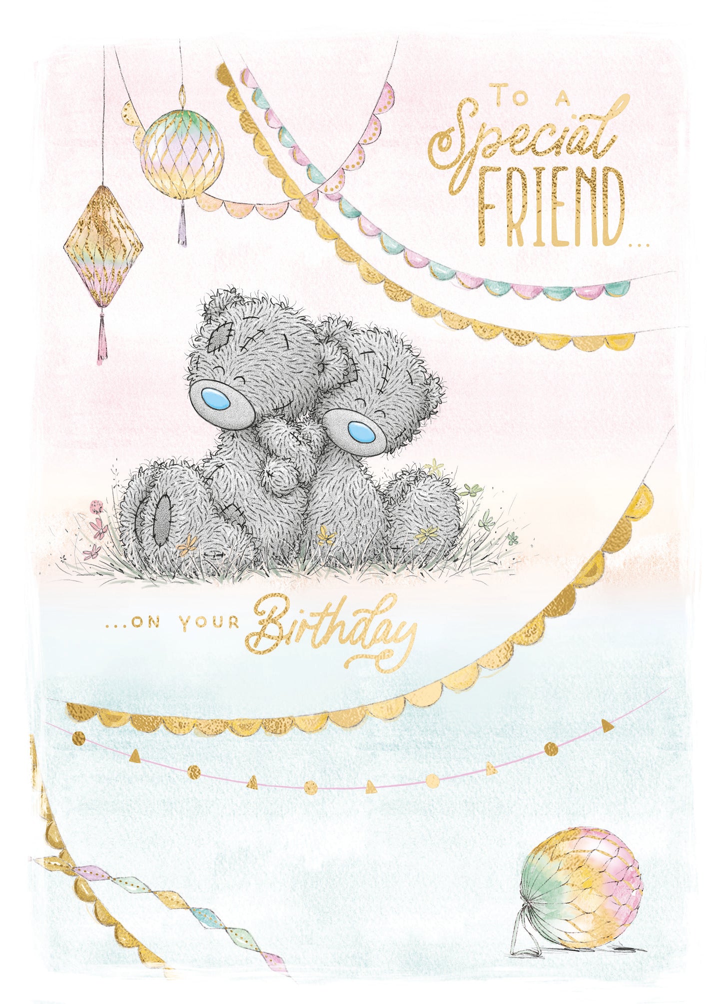 Me to You Tatty Teddy Special Friend With Lanterns Birthday Greeting Card 5x7ins -