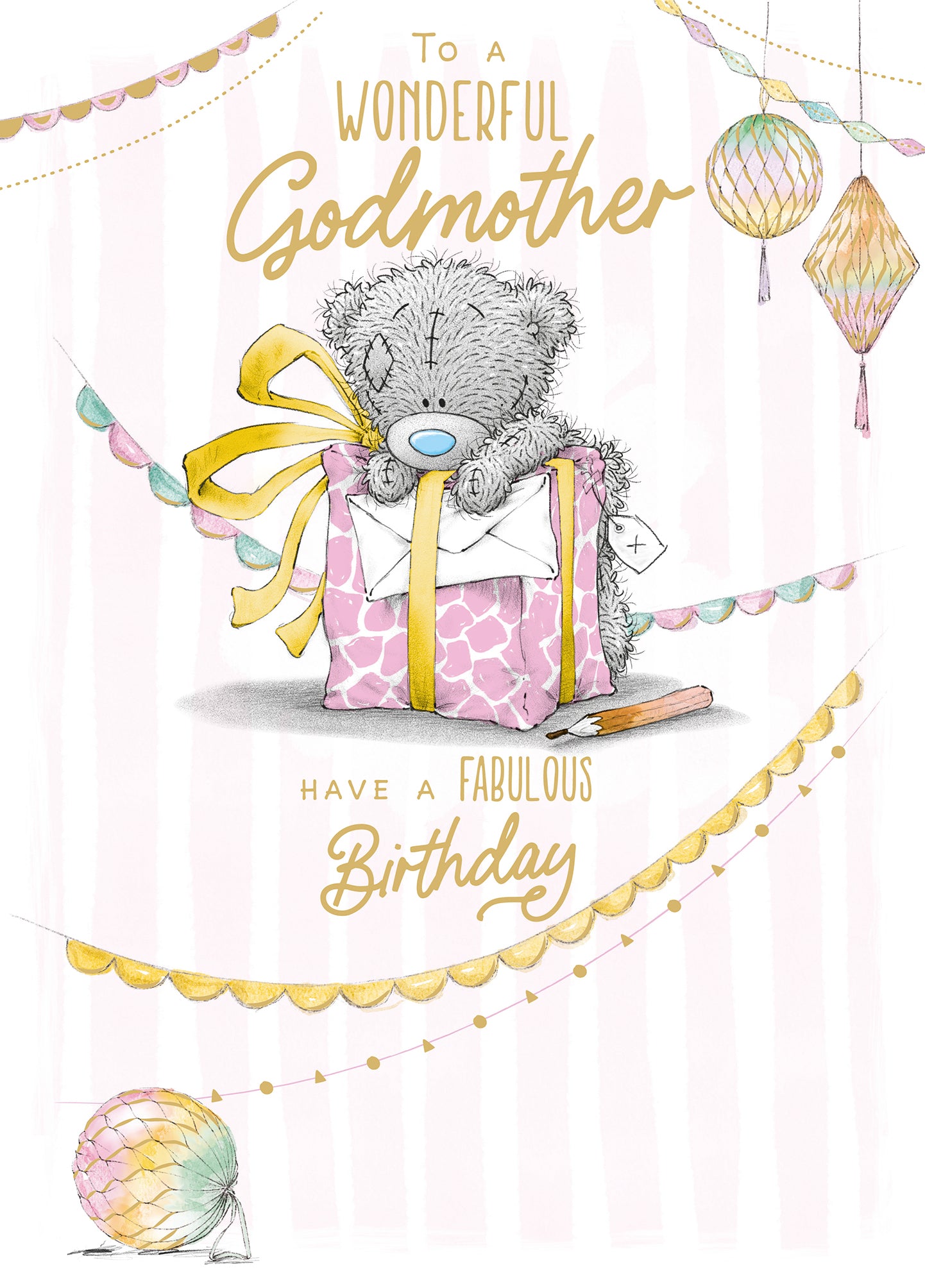 Me to You Tatty Teddy Cute Birthday Greetings Card 'To A Wonderful Godmother' - Official Collection