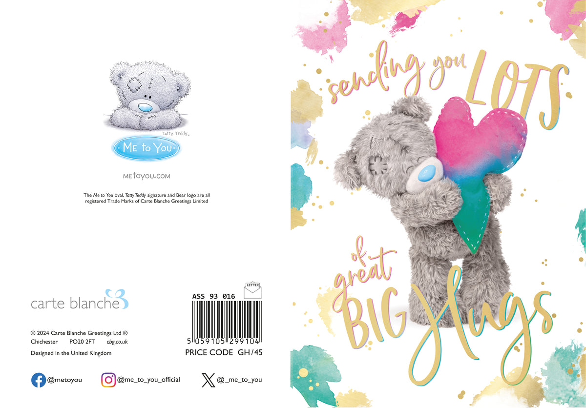 Me to You Tatty Teddy Card Sending Hugs Greetings Card Blank