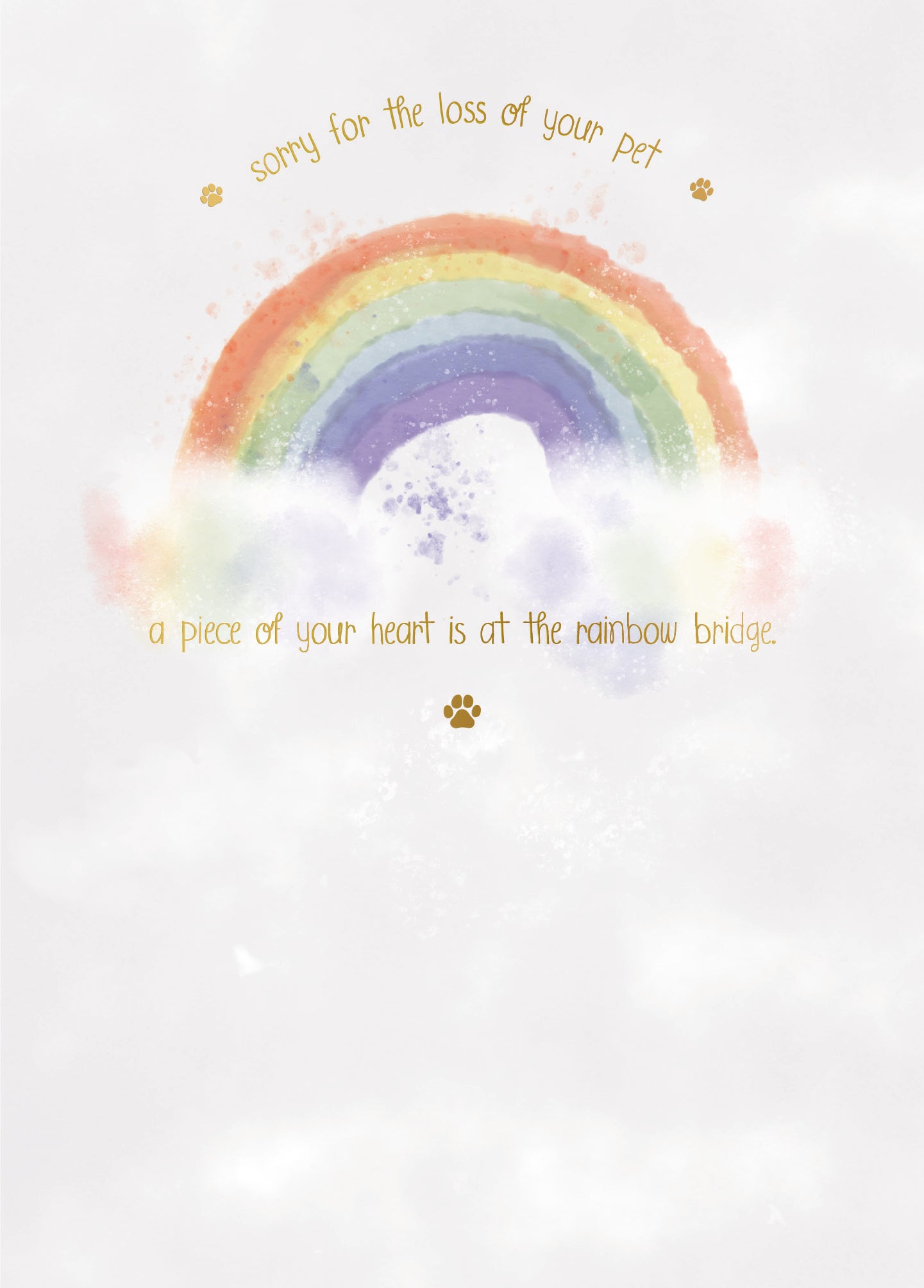 Pet Sympathy Card | Thinking Of You After Loss Of A Pet | Rainbow Design By Wishing Well Studios 5 x 7