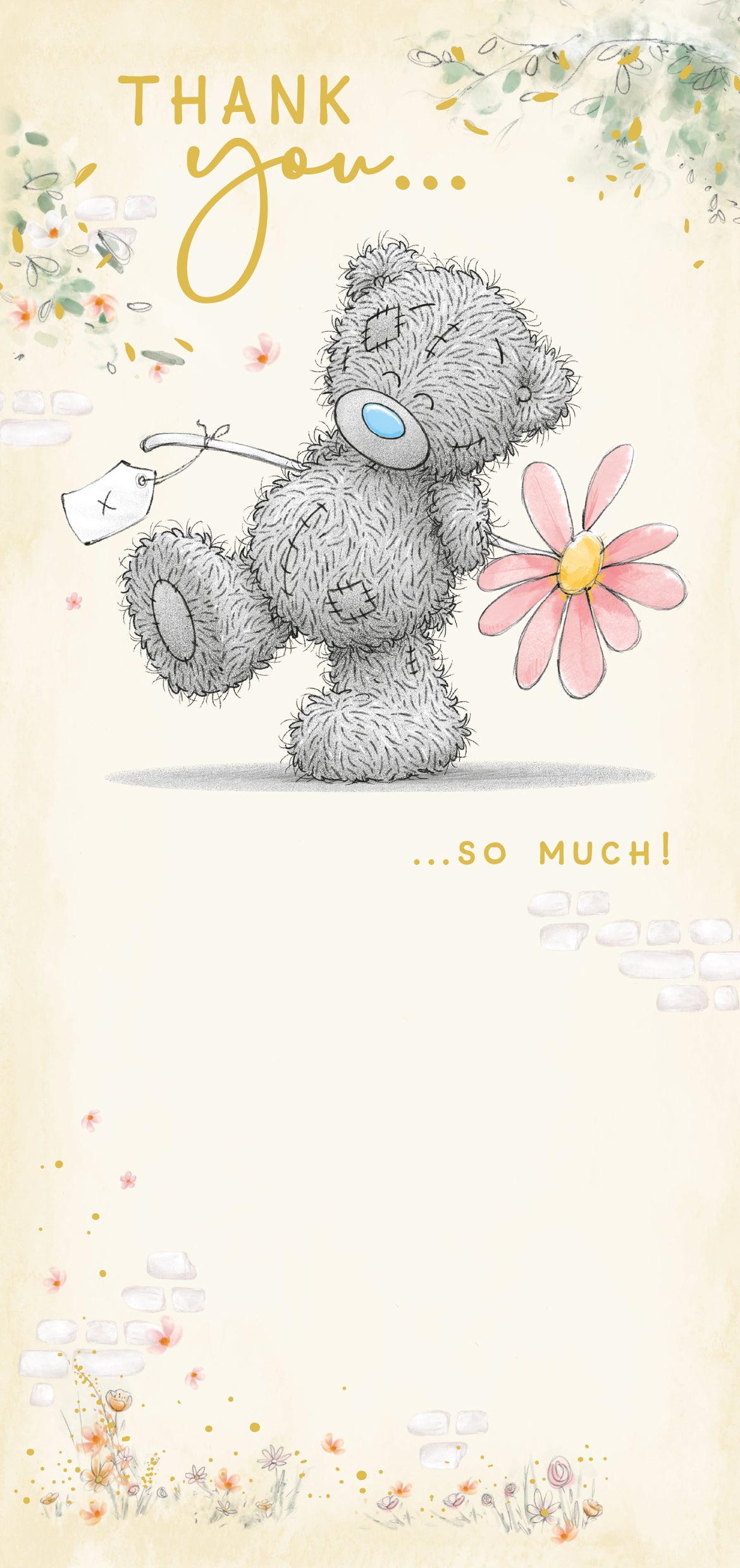 Me to You Tatty Teddy Thank You Greeting Card 8 x 4 Inches (20 x 10 Cms) - Official Collection