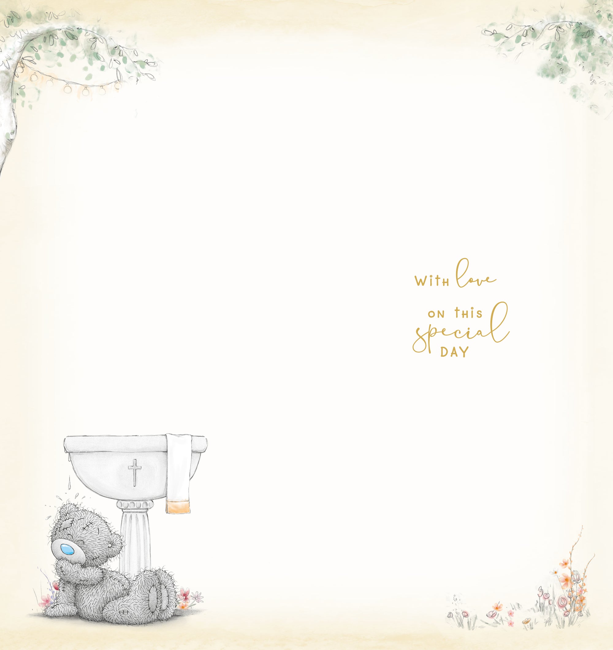 Me to You Tatty Teddy Cute Baptism Card With Gold Foil Detail 4x8 inches - Official Collection