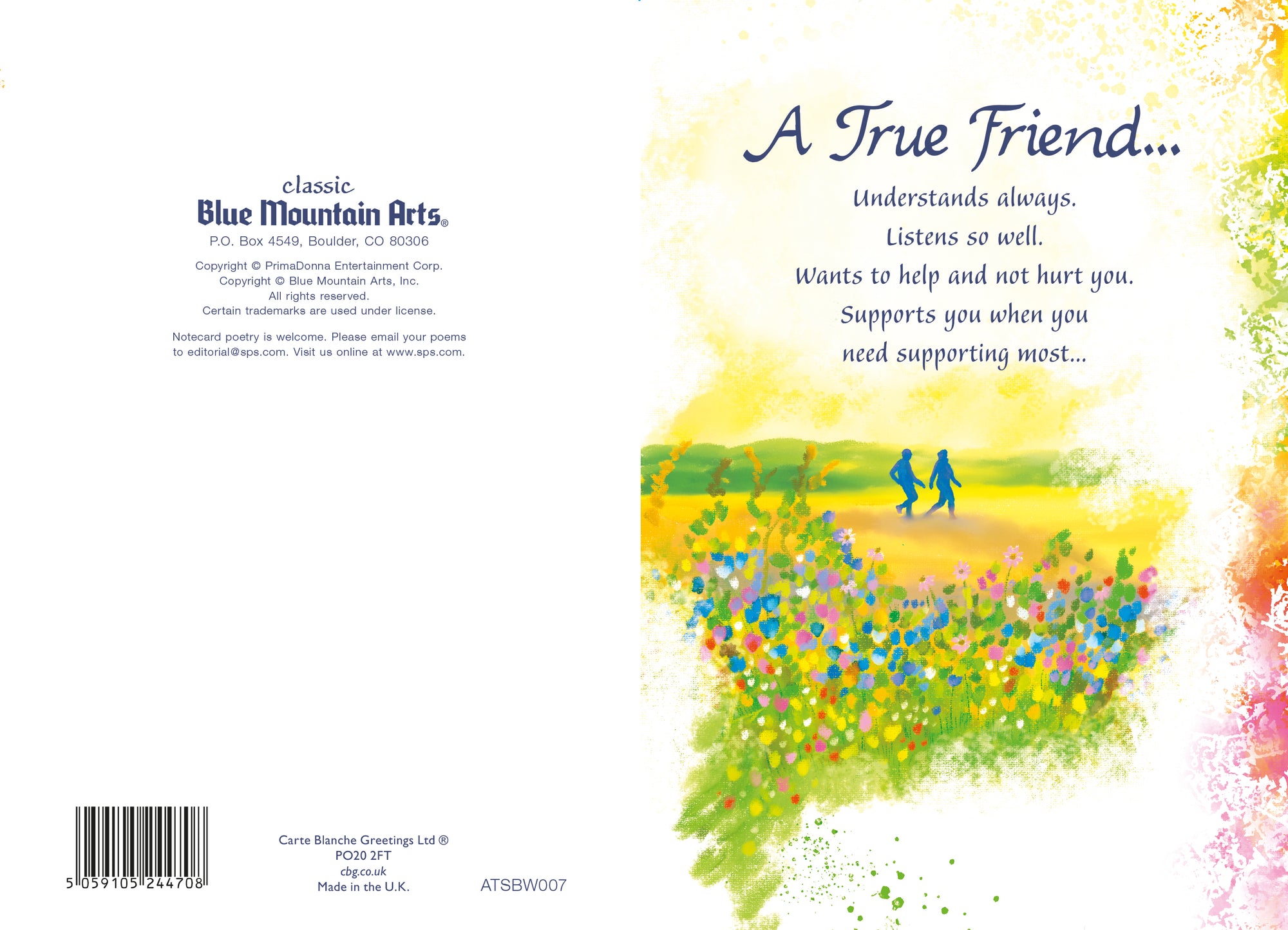 Luxury Fold Out Keepsake Greeting Card For a True Friend - Unique Expressive Art Card With Original Verse 5 x 7 Inches (12 x 17 Cms)