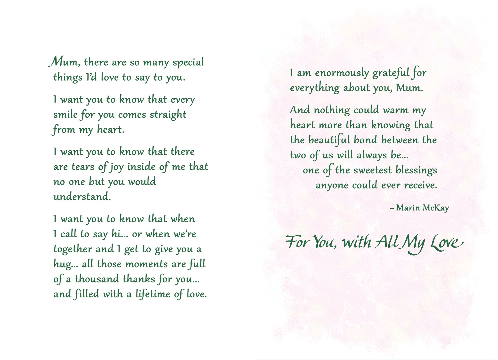 Luxury Fold Out Keepsake Greeting Card For Mum 'I Am So Lucky To Have A Mother As Wonderful As You' - Unique Expressive Art Card For Birthday Or Mother's Day With Original Verse 5 x 7 Inches (12 x 17 Cms)