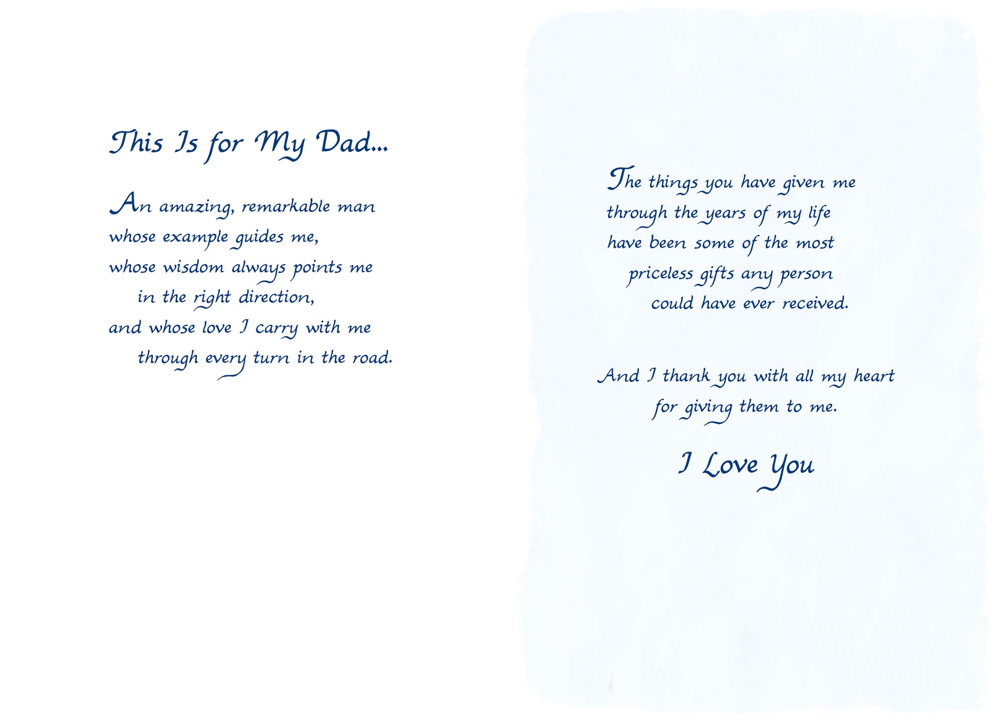 Luxury Fold Out Keepsake Greeting Card 'This is for you, Dad' - Unique Expressive Art Card With Original Verse 5 x 7 Inches (12 x 17 Cms)