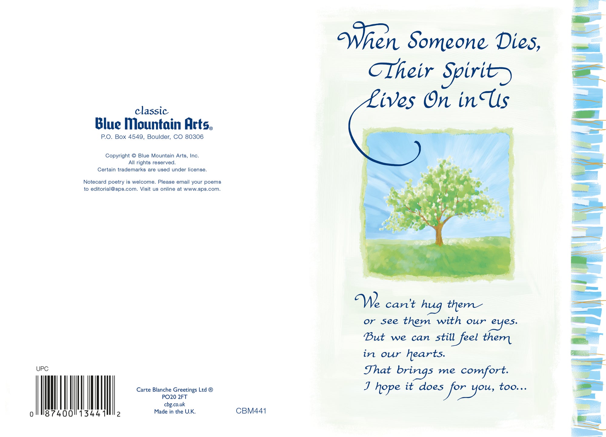 Luxury Fold Out Sympathy Card 'When Someone Dies' - Unique Condolence Card With Original Verse 5 x 7 Inches (12 x 17 Cms)